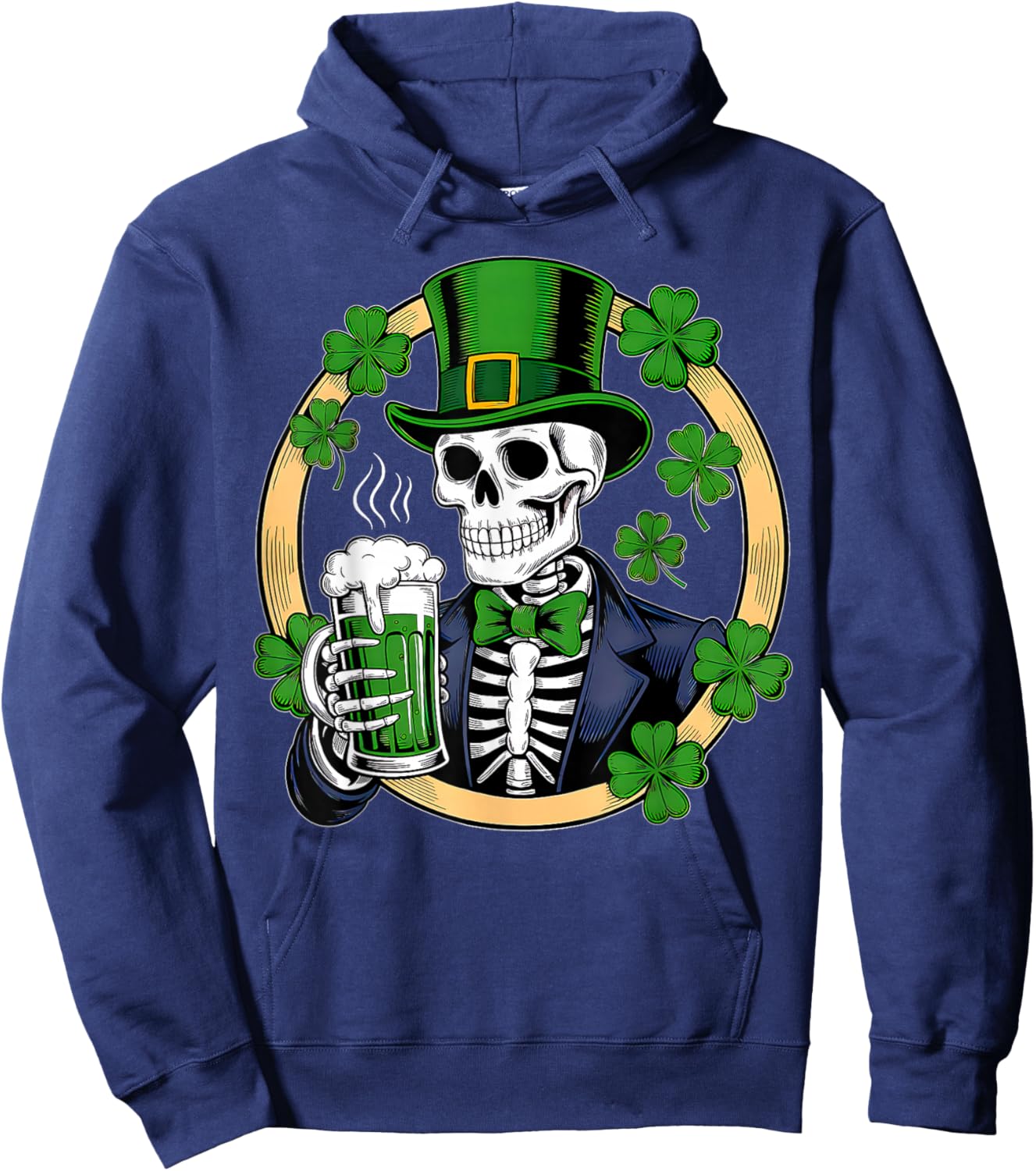 Sugar Skull St Patricks Day Men Women Funny Beer Drinking Hoodie - Hoodie | Navy