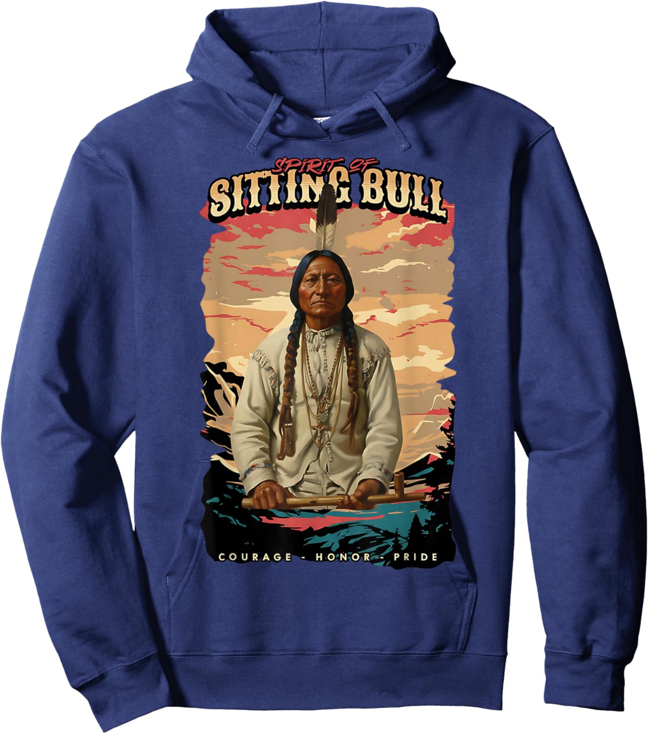 Sitting Bull Native American Chief Lakota Sioux Indians Hoodie - Hoodie | Navy