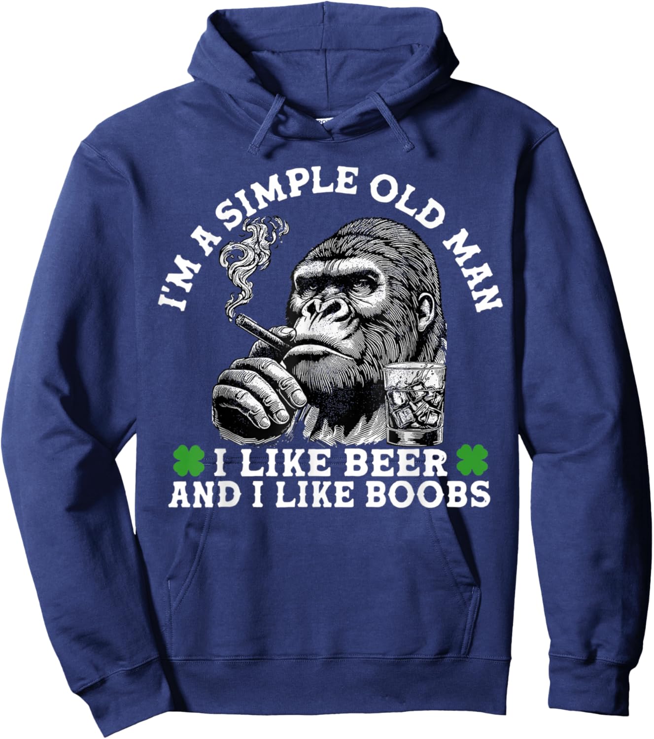 I'm A Simple Old Man I Like Beer and I Like Boobs Monkey Hoodie - Hoodie | Navy