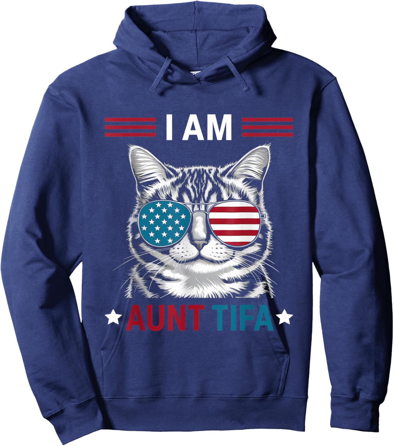 I Am Aunt Tifa Cat Patriotic Hoodie - Hoodie | Navy