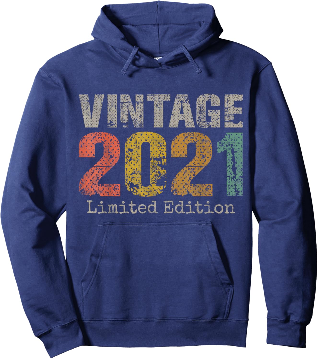Vintage 2021 Text 5th Birthday Gift Boy Girl 5 Year Old Hoodie - Hoodie | Navy