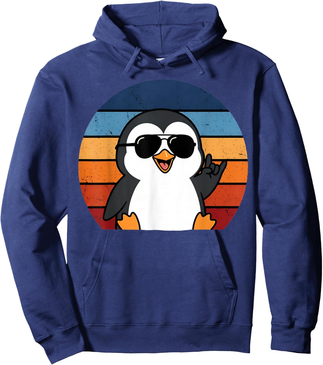 Funny Retro Vintage Penguin Rock Music Animal Boys Hoodie - Hoodie | Navy