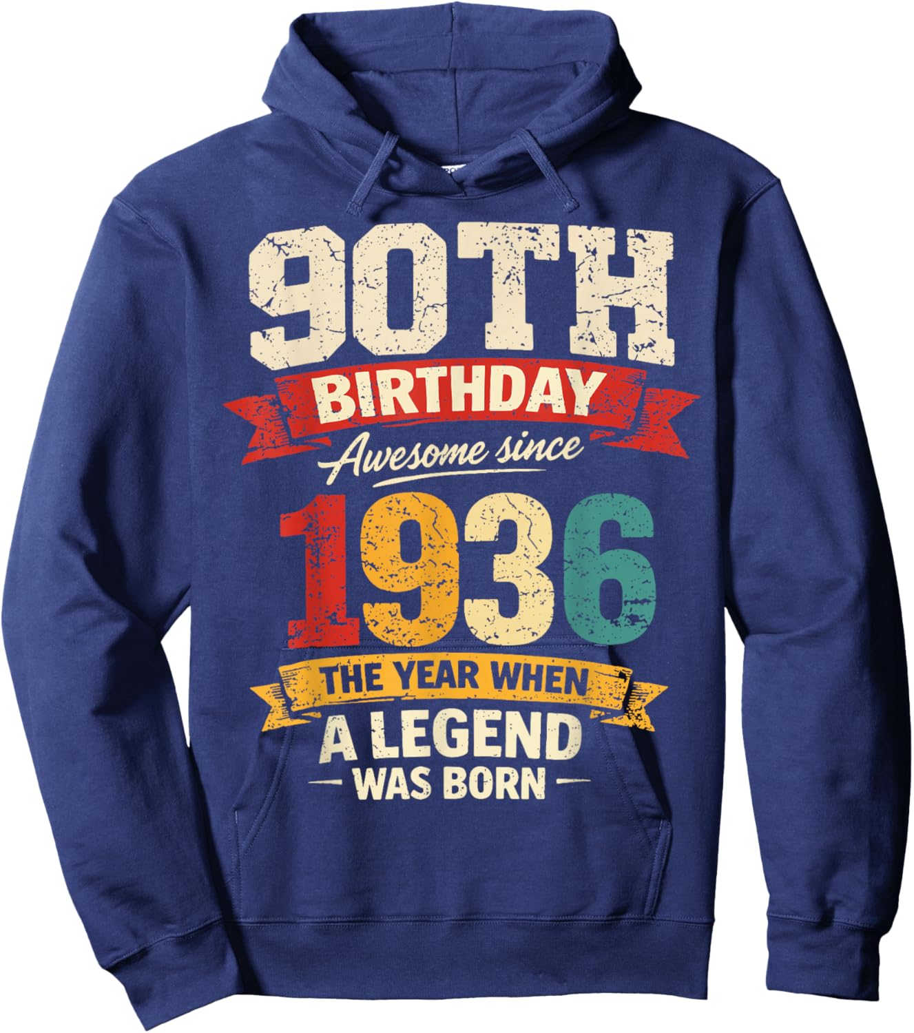 90 Year Old Vintage Awesome Since 1936 90th Birthday Hoodie - Hoodie | Navy