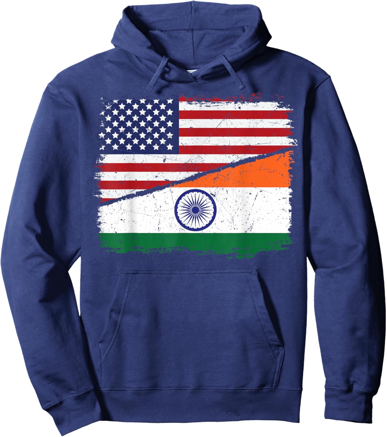Half American Half Indian USA Flag India Flag Patriotic Hoodie - Hoodie | Navy