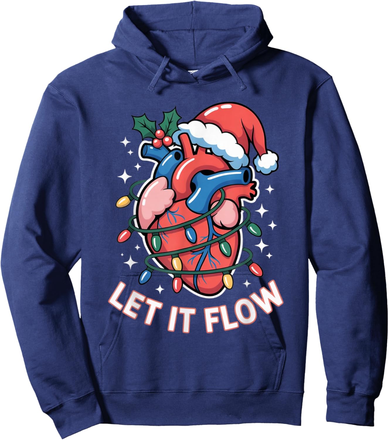 Let It Flow Funny Cardiology Christmas Design Hoodie - Hoodie | Navy