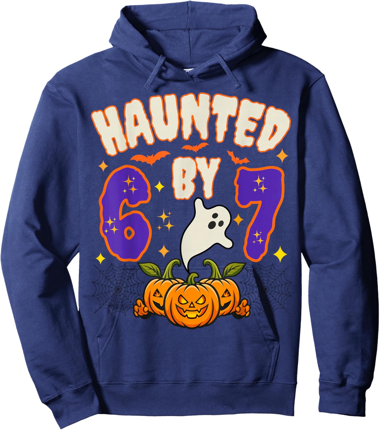 Halloween Haunted by 6 7 Six Seven Gen Alpha Z 67 Meme Hoodie - Hoodie | Navy