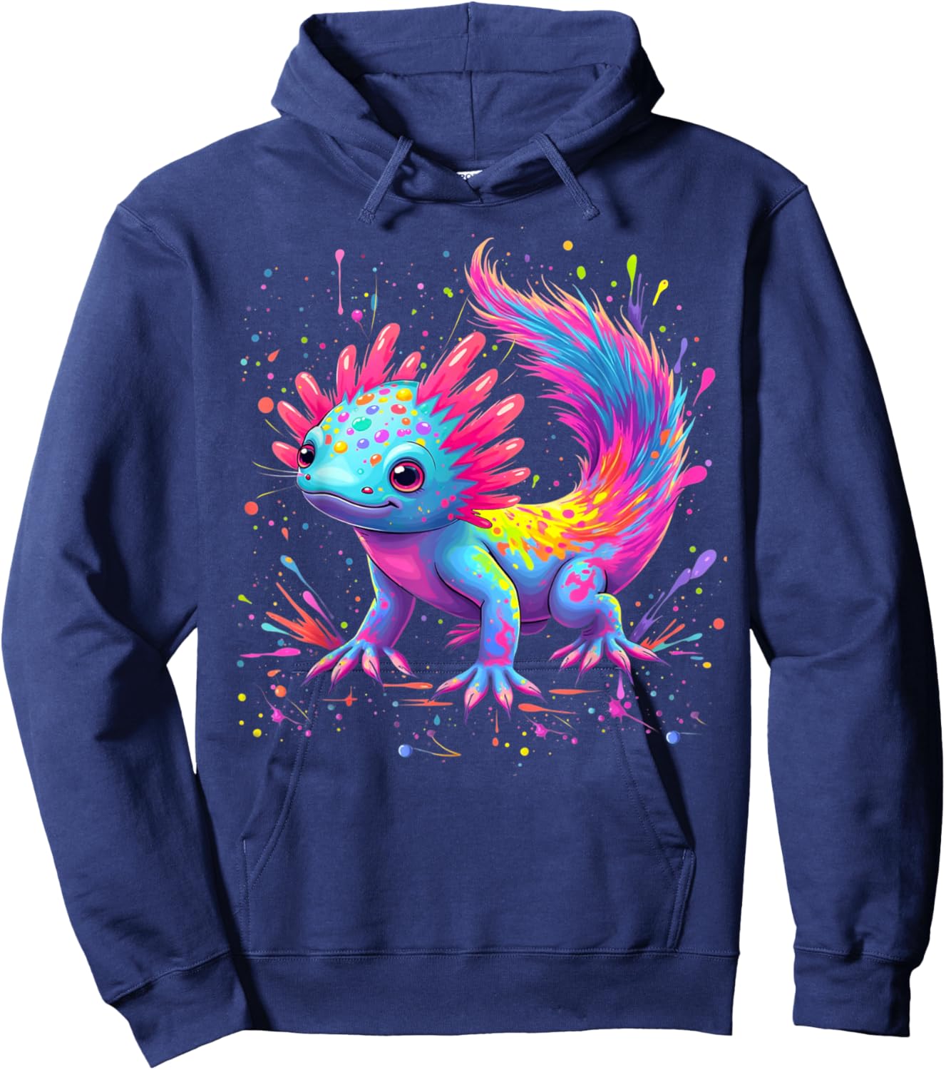 Beautiful Colorful Art Cute Kawaii Axolotl Lovers Animals Hoodie - Hoodie | Navy