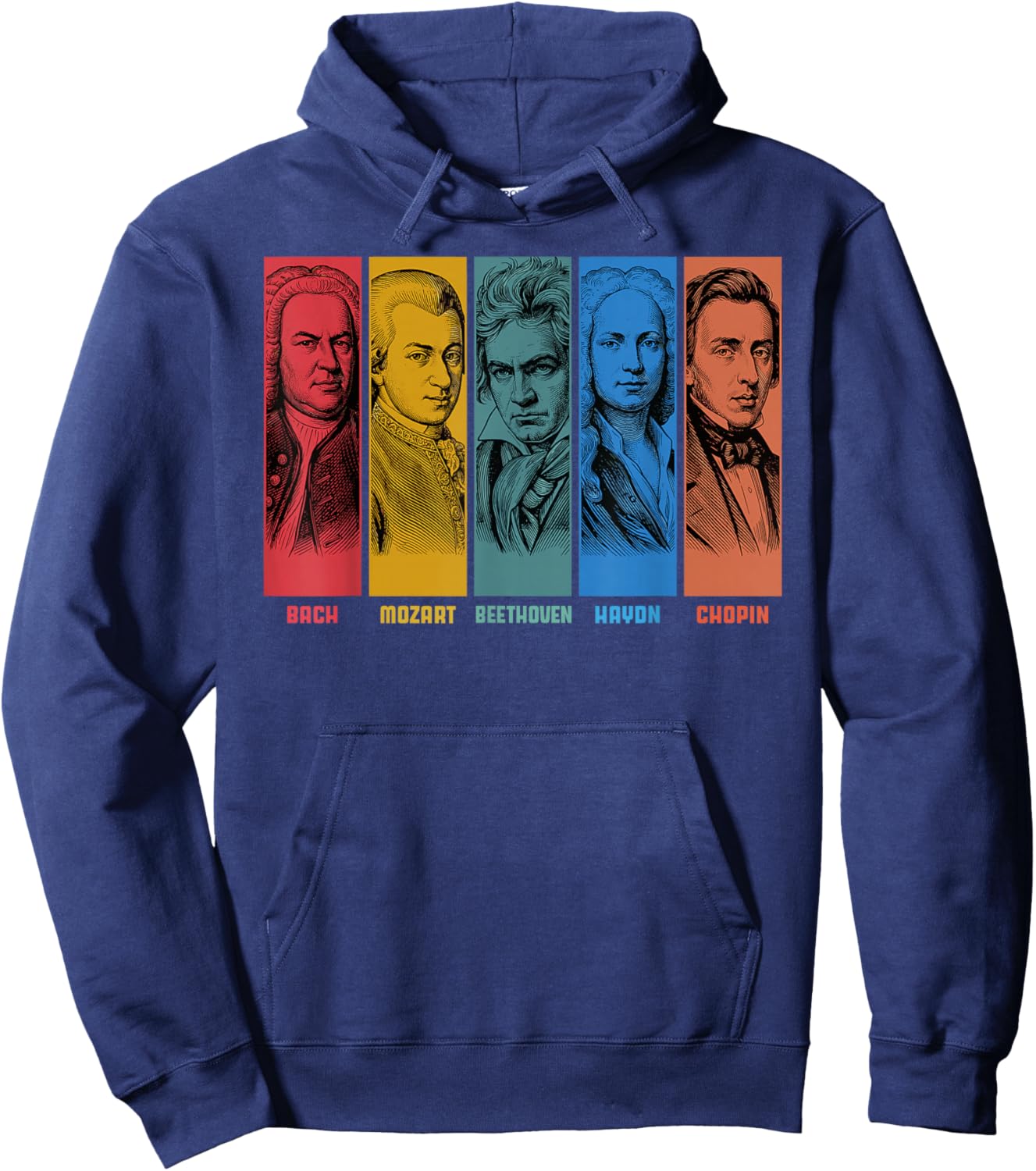 Classical Music Composers Bach Mozart Beethoven Haydn Chopin Hoodie - Hoodie | Navy