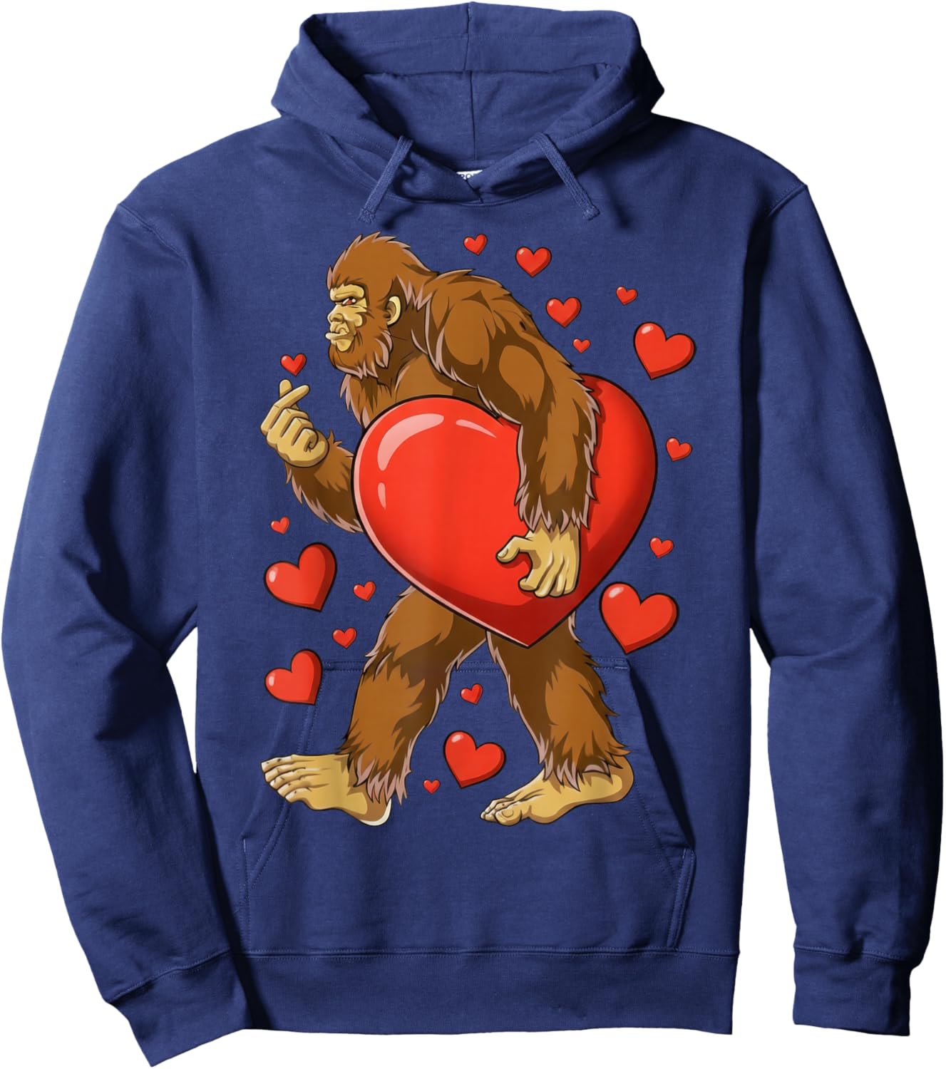 Bigfoot Valentines Day Heart Funny Sasquatch Lovers Gifts Hoodie - Hoodie | Navy