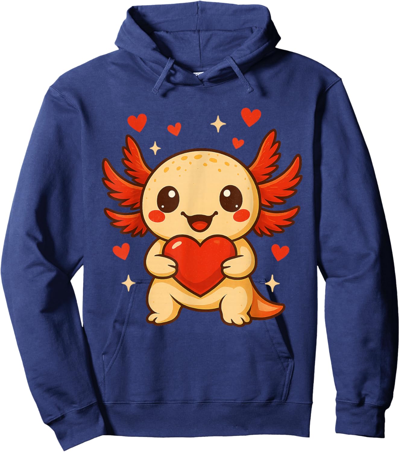 Axolotl Love Heart Valentine's Day Funny Boys Girls Kids Hoodie - Hoodie | Navy
