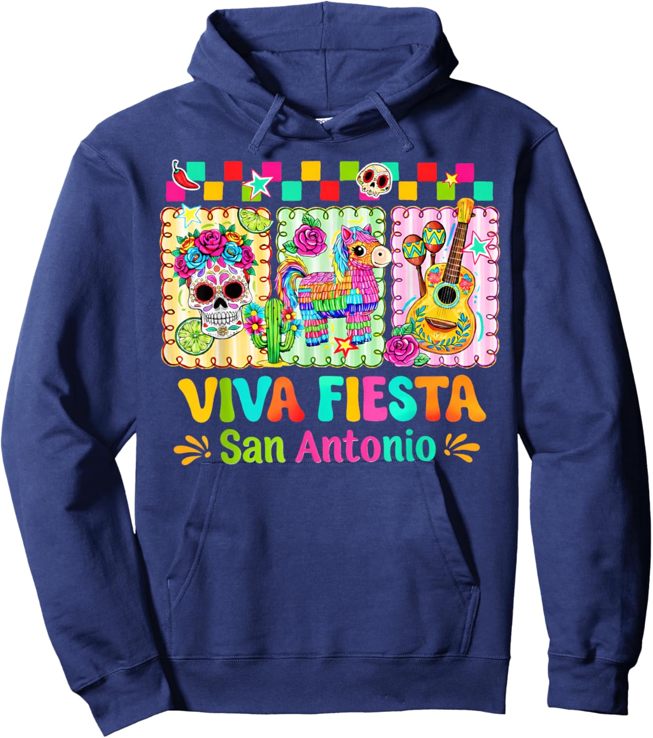 Preppy Viva Fiesta San Antonio Mexican Women Girl Kid Hoodie - Hoodie | Navy