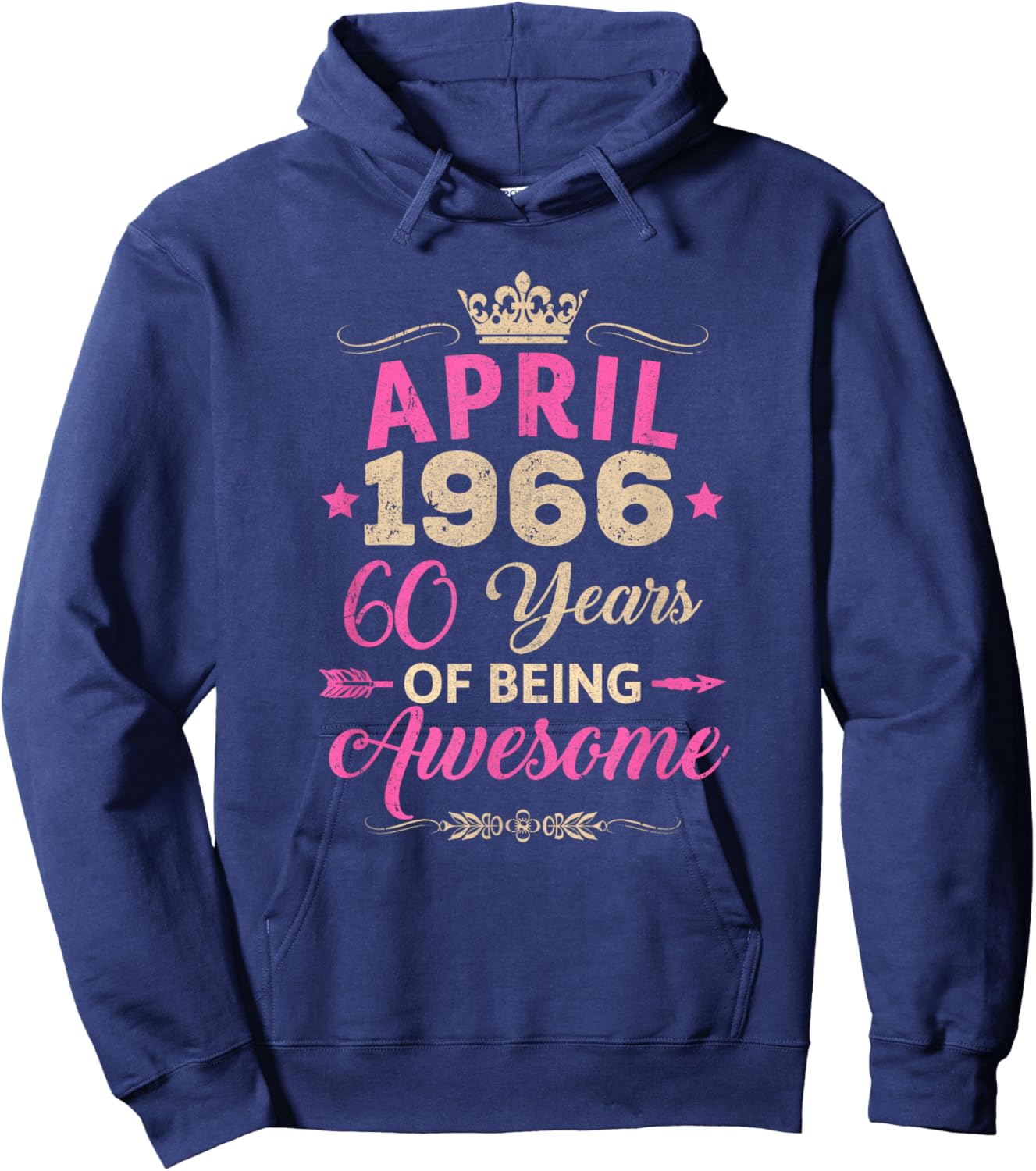 April 1966 60 Years of Being Awesome Retro 60Th Birthday Hoodie - Hoodie | Navy