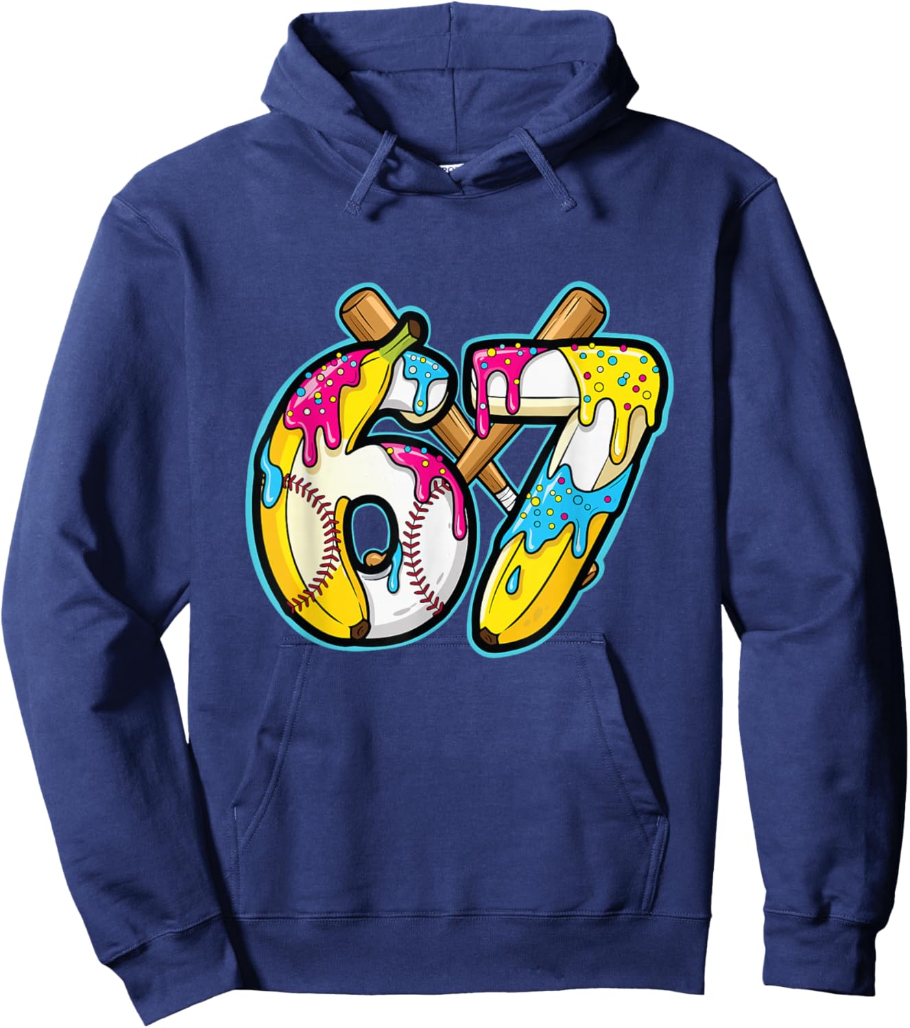 Funny Banana 67 Ice Cream Drip Meme Six Seven Gen Alpha Art Hoodie - Hoodie | Navy