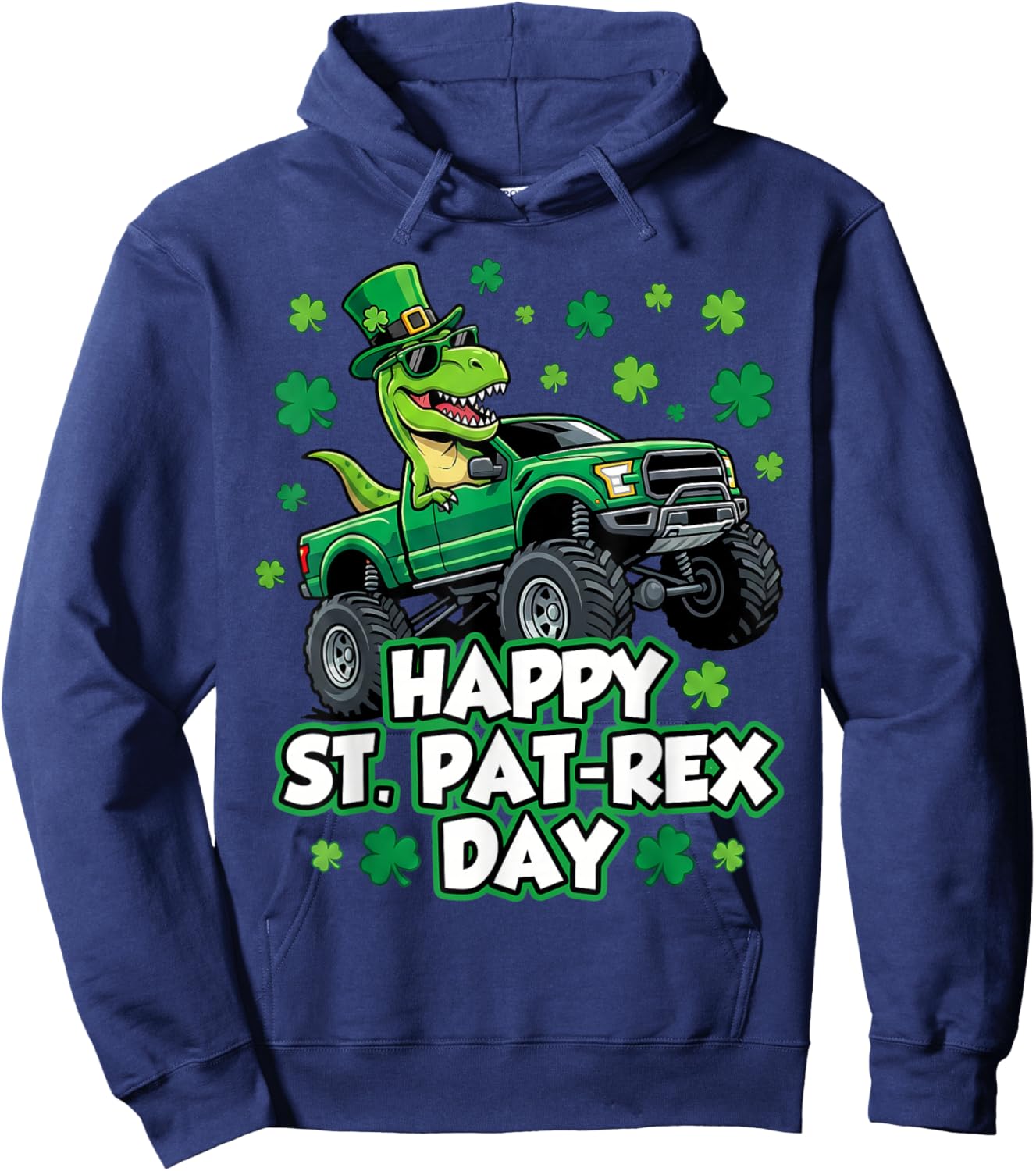 Happy St Pat Trex Day Dino St Patricks Day Toddler Boys Hoodie - Hoodie | Navy