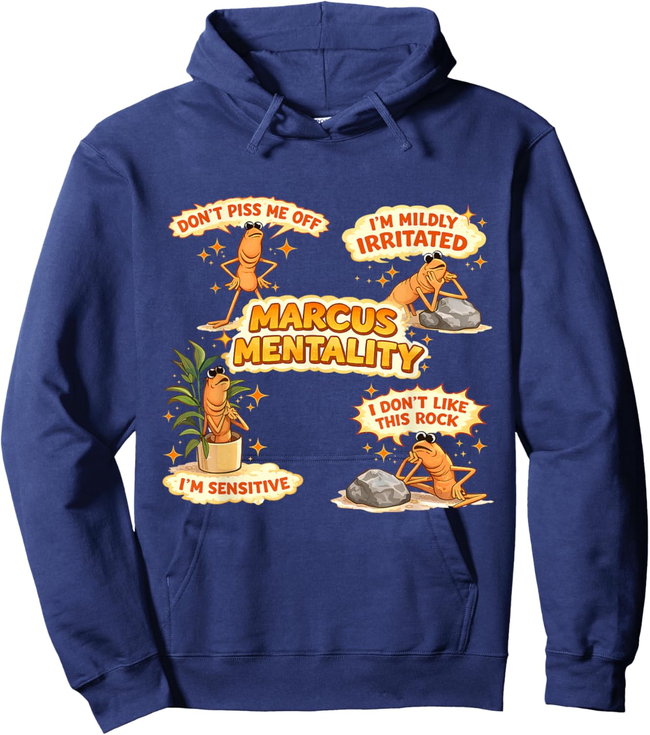 Marcus The Worm Funny I'm Mildly Irritated Meme Hoodie - Hoodie | Navy