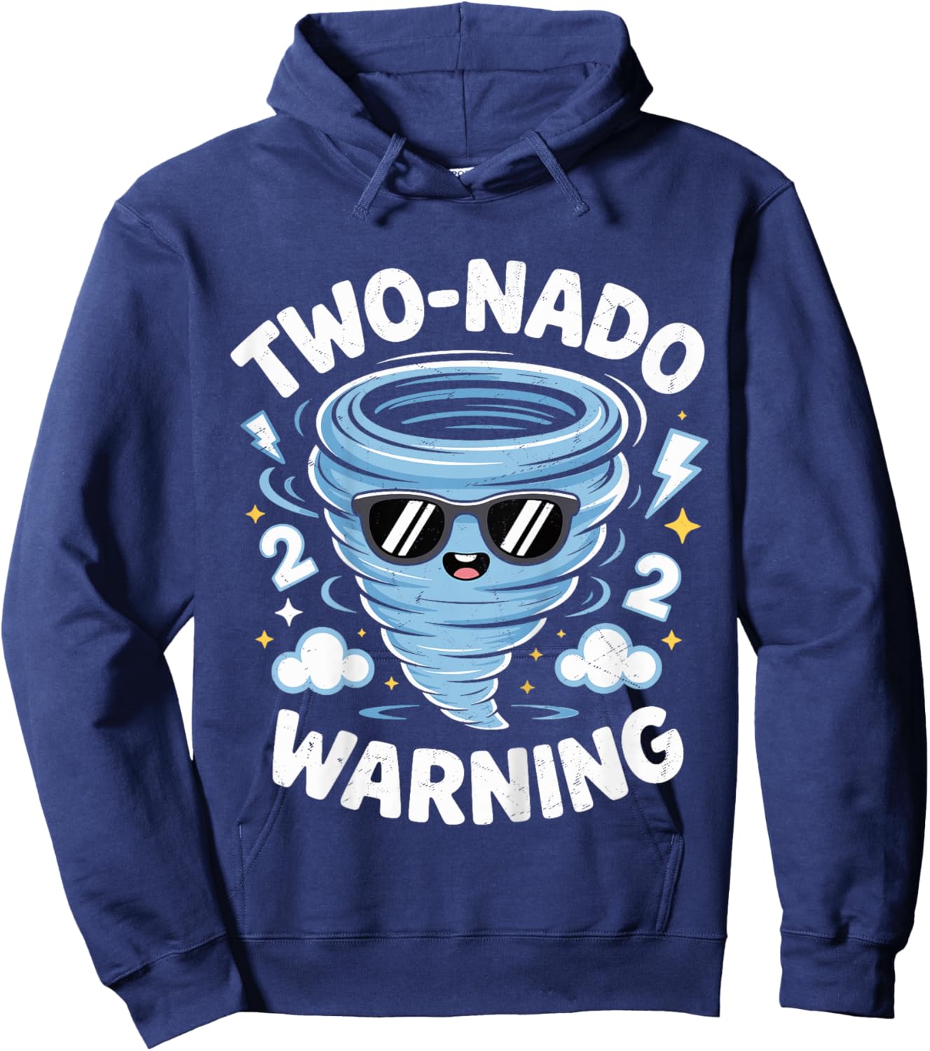 Two Nado Warning Tornado 2nd Birthday 2 Year Old Boys Kids Hoodie - Hoodie | Navy