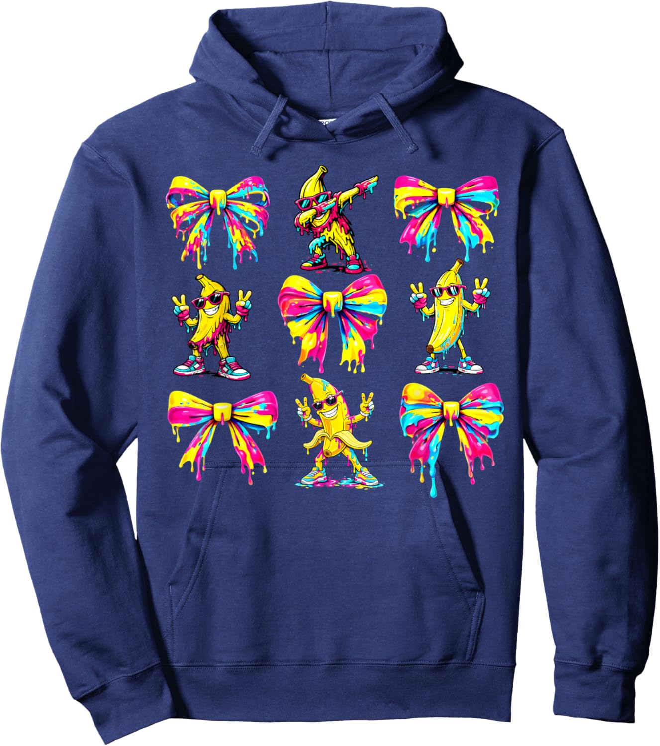 Banana Coquette Bow Drip Kids Men Women Youth Boys Girls Hoodie - Hoodie | Navy