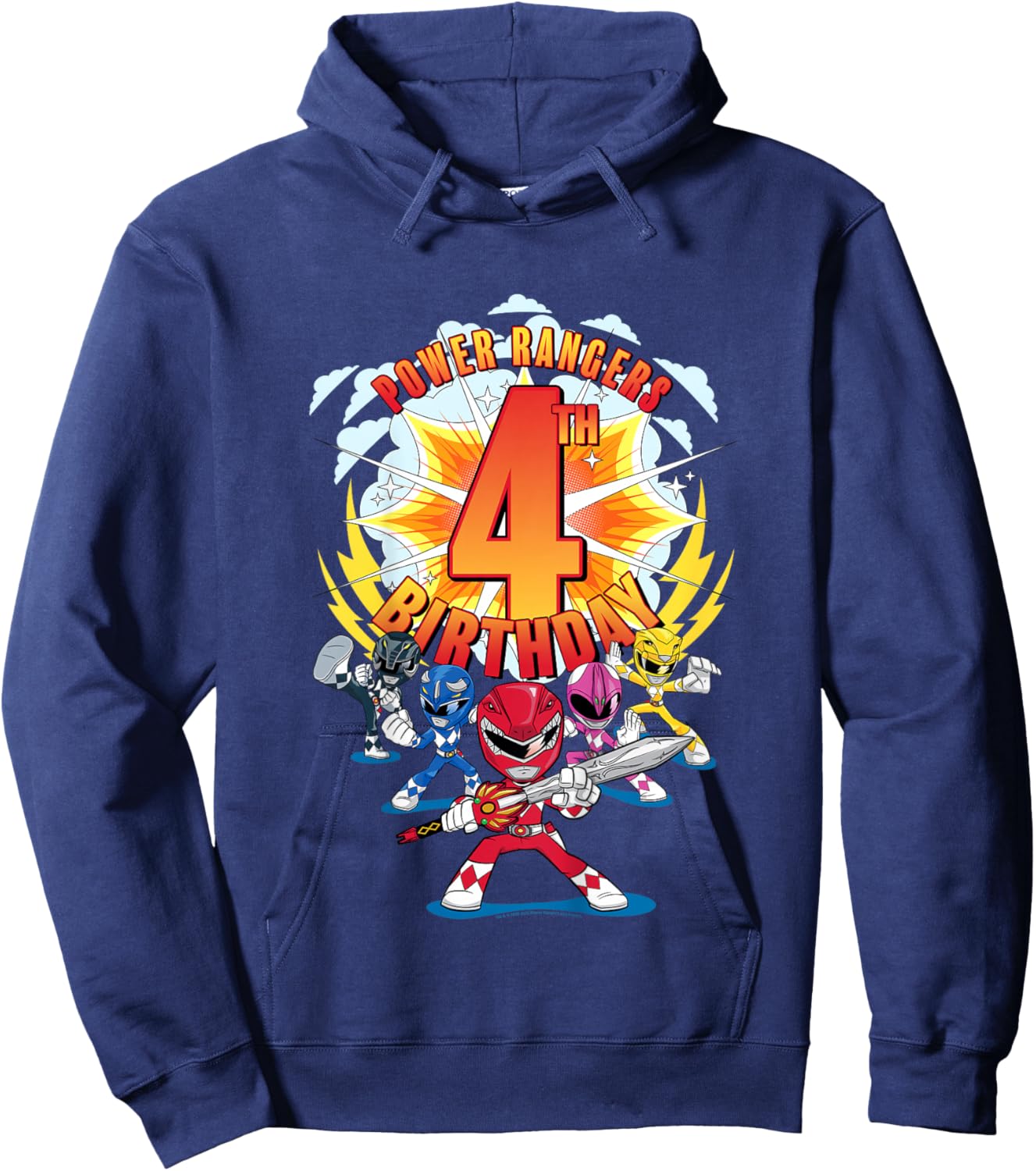 Power Rangers Awesome 4th Birthday Mini Action Shot Hoodie - Hoodie | Navy