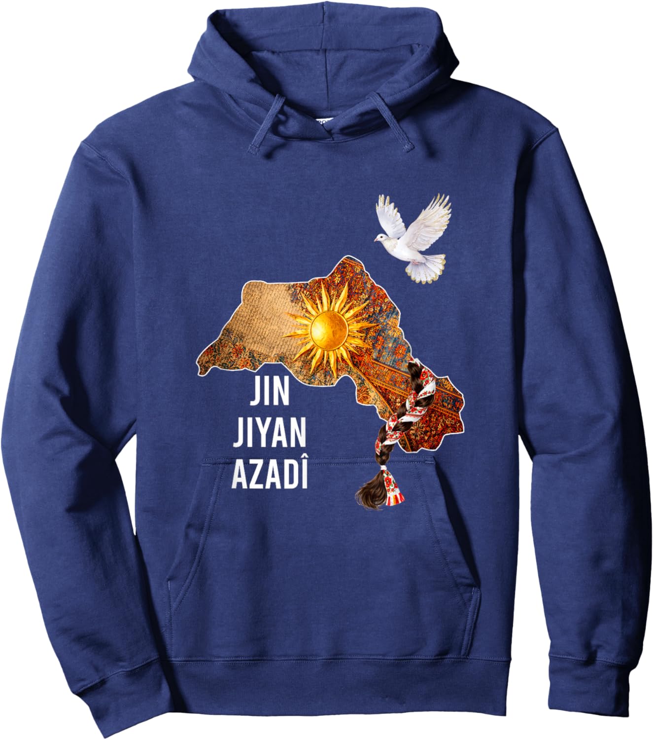 Kurdistan Nowruz, Jin, Jiyan, Azadî Rojava i Love Kurdistan Hoodie - Hoodie | Navy
