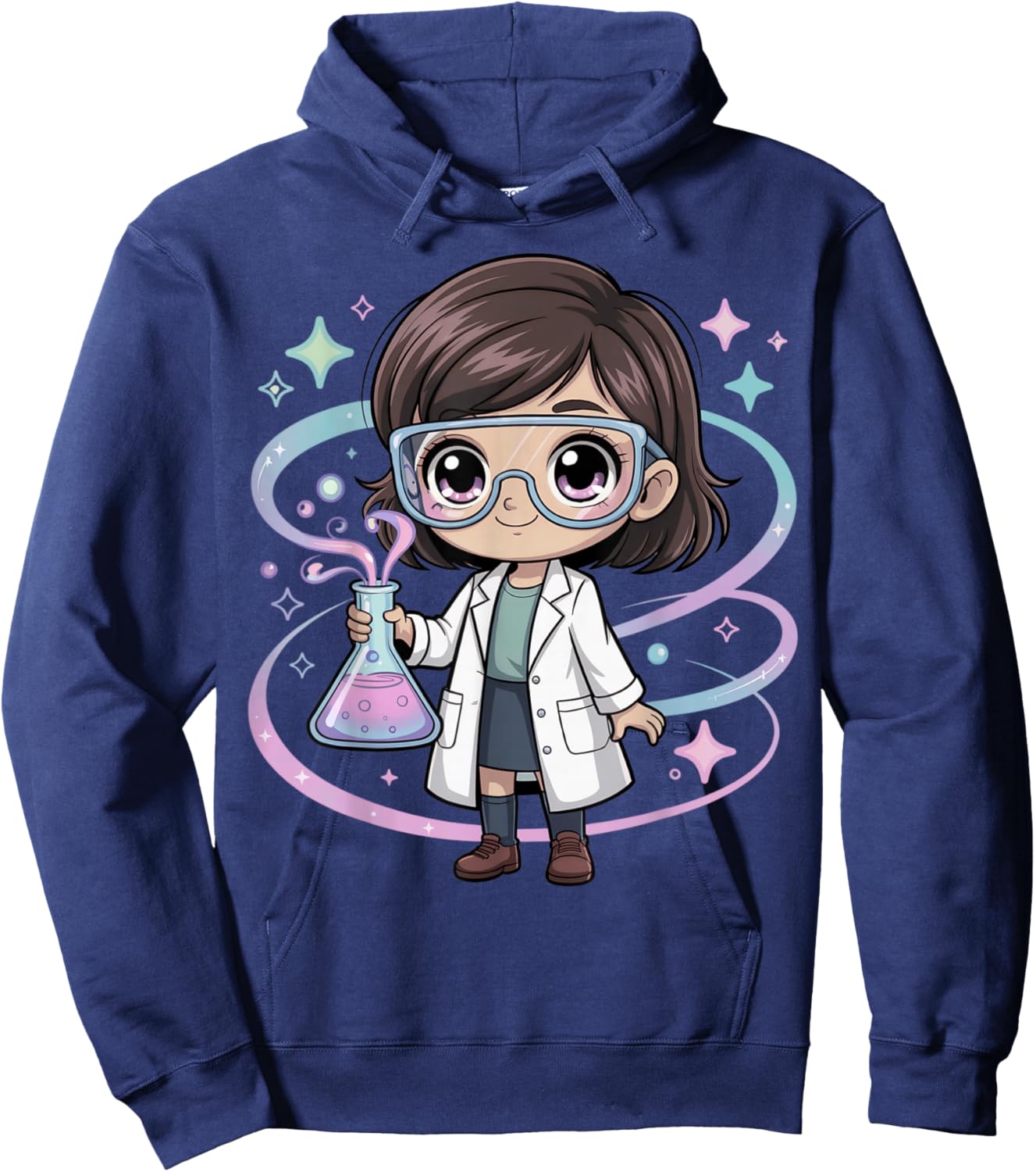 Cute Chibi Scientist Girl Design for Science and Chemistry Hoodie - Hoodie | Navy