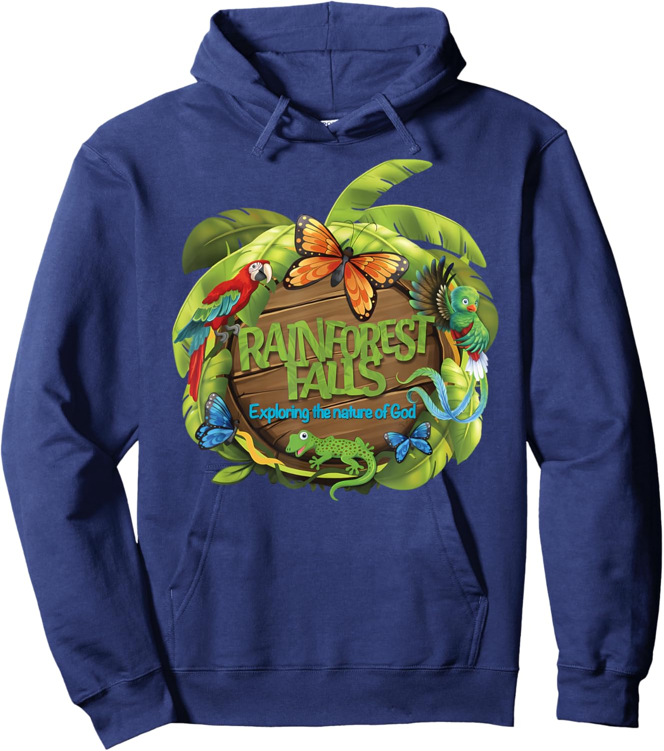 VBS Rainforest Falls Exploring The Nature of God 2 Sided Hoodie - Hoodie | Navy