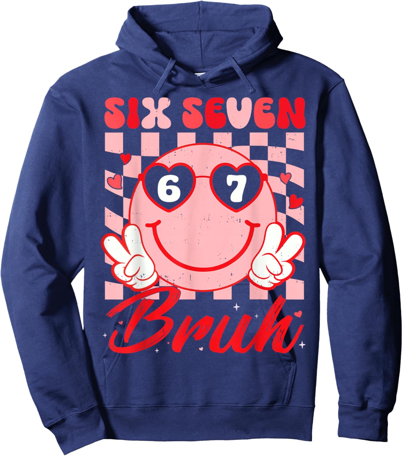 Retro Six Seven 67 Meme Valentine’s for Teens Boys Girls Kid Hoodie - Hoodie | Navy