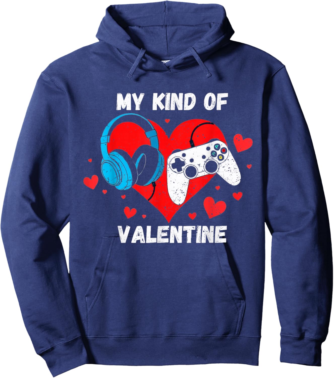 Valentines Day Gamer Heart Gaming Boys Kids Men Youth Teen Hoodie - Hoodie | Navy