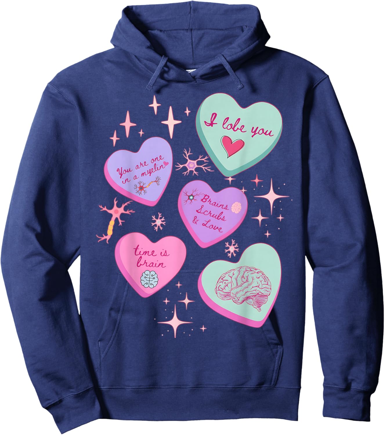 Valentine Neuro Nurse Brain Anatomy Neurology Rn Neurosc Hoodie - Hoodie | Navy
