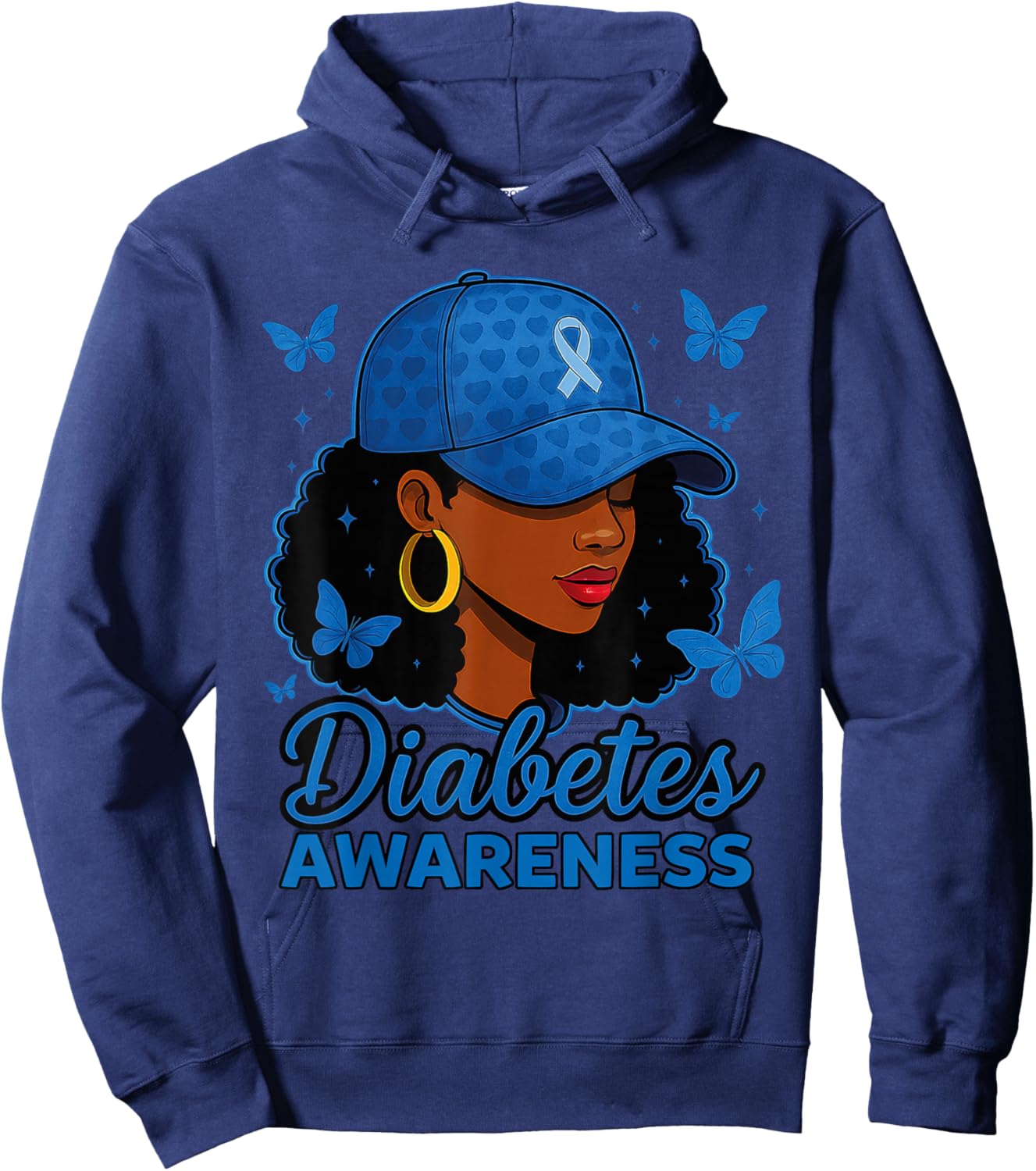 Diabetes Awareness Month Black Women Hoodie - Hoodie | Navy