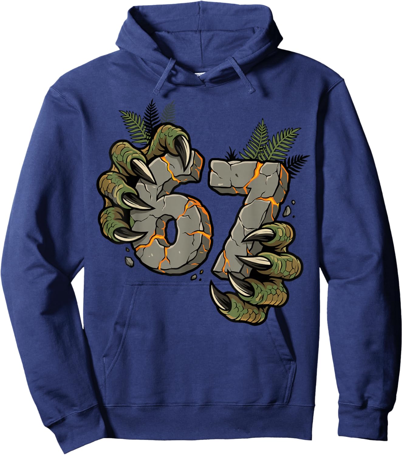 Dinosaur Claw 67 Rocky Cracked Funny Meme Hoodie - Hoodie | Navy