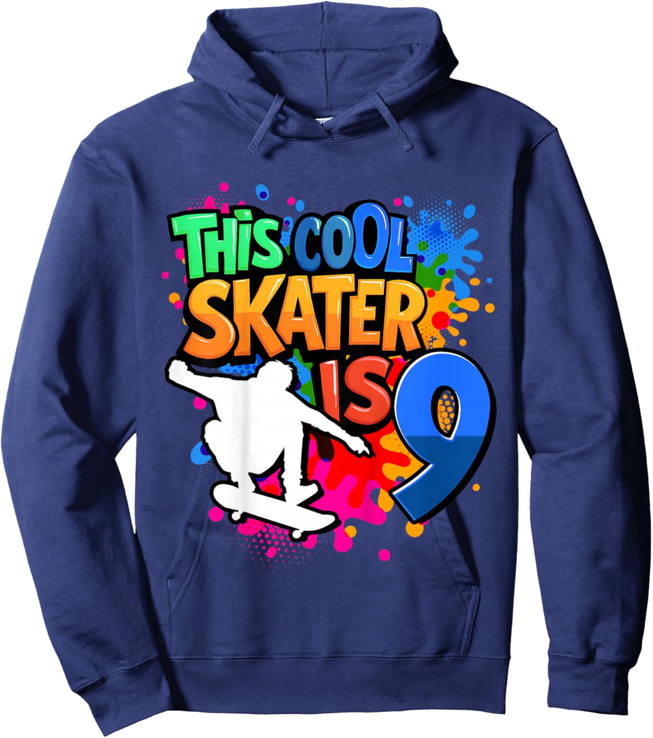 9th Birthday Skateboard - This Cool Skater is 9 Years Old Hoodie - Hoodie | Navy