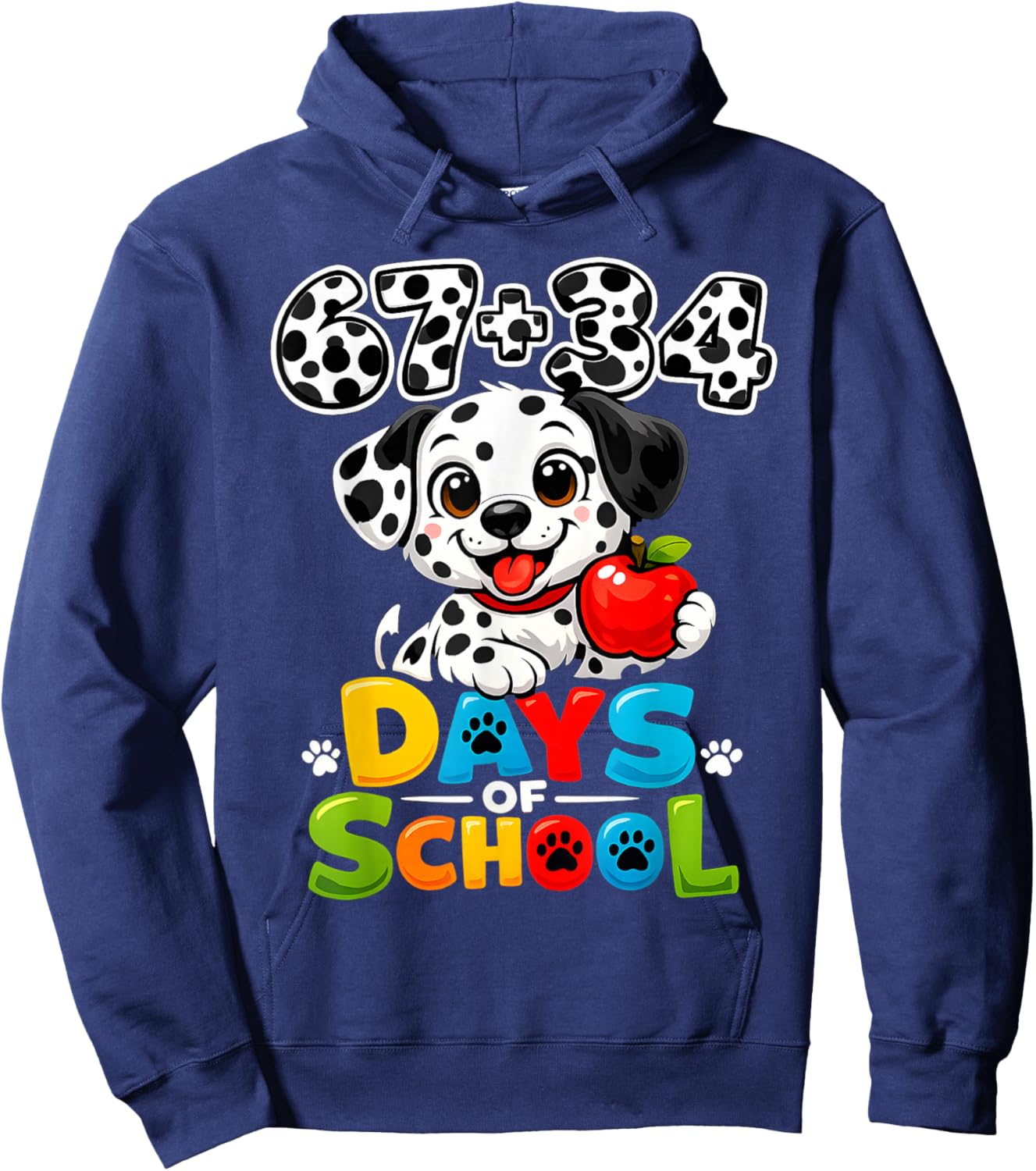 67 34 Days of School Dog 101 Days of School 100th Days Boys Hoodie - Hoodie | Navy