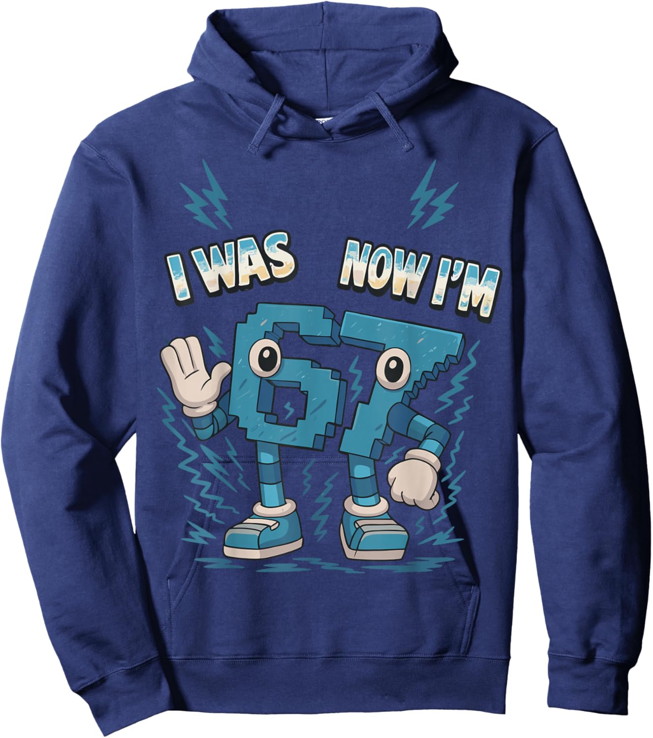 Kids Meme 67 I was 6 Now I'm 7 Years Old Birthday Brainrot Hoodie - Hoodie | Navy