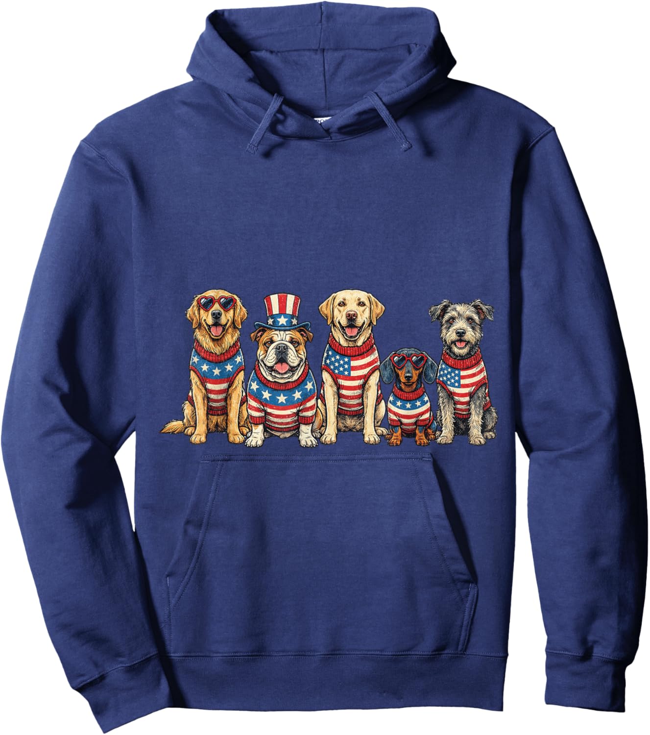 Funny Patriotic Dog Red White & Woof 4th of July Lover Hoodie - Hoodie | Navy