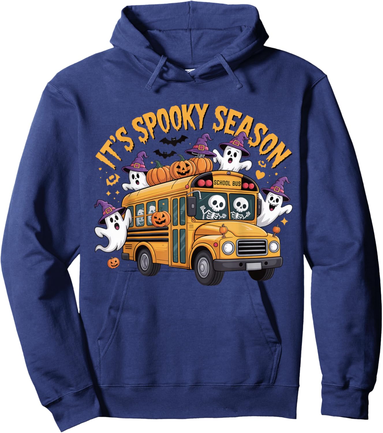 It's Spooky Season Funny Teacher Halloween School Bus Hoodie - Hoodie | Navy