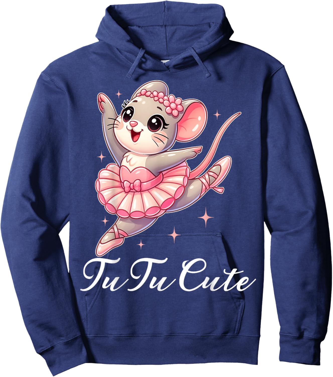 Tu Tu Cute Tiny Funny Kawaii Dancing Mouse Fun Ballerina Hoodie - Hoodie | Navy