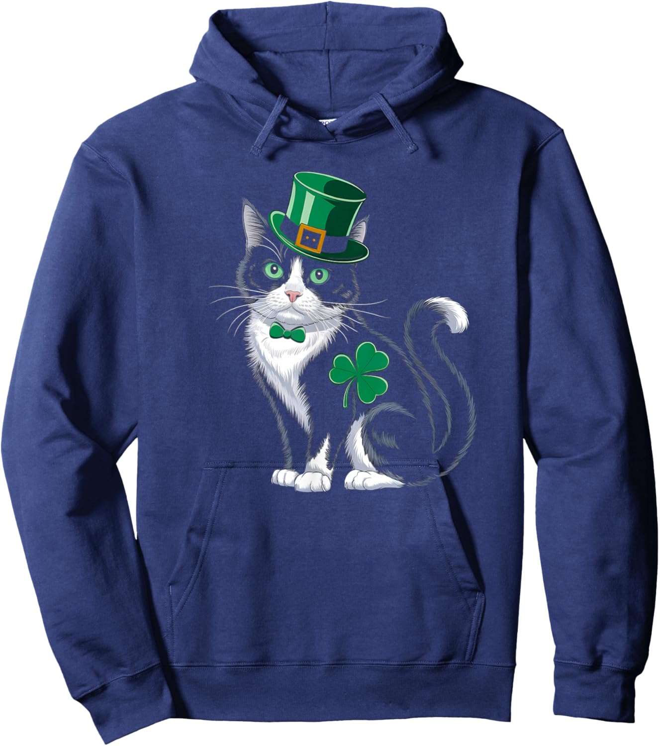 Leprechaun Cat Shamrock St Patricks Day Kitten Pet Lover Hoodie - Hoodie | Navy