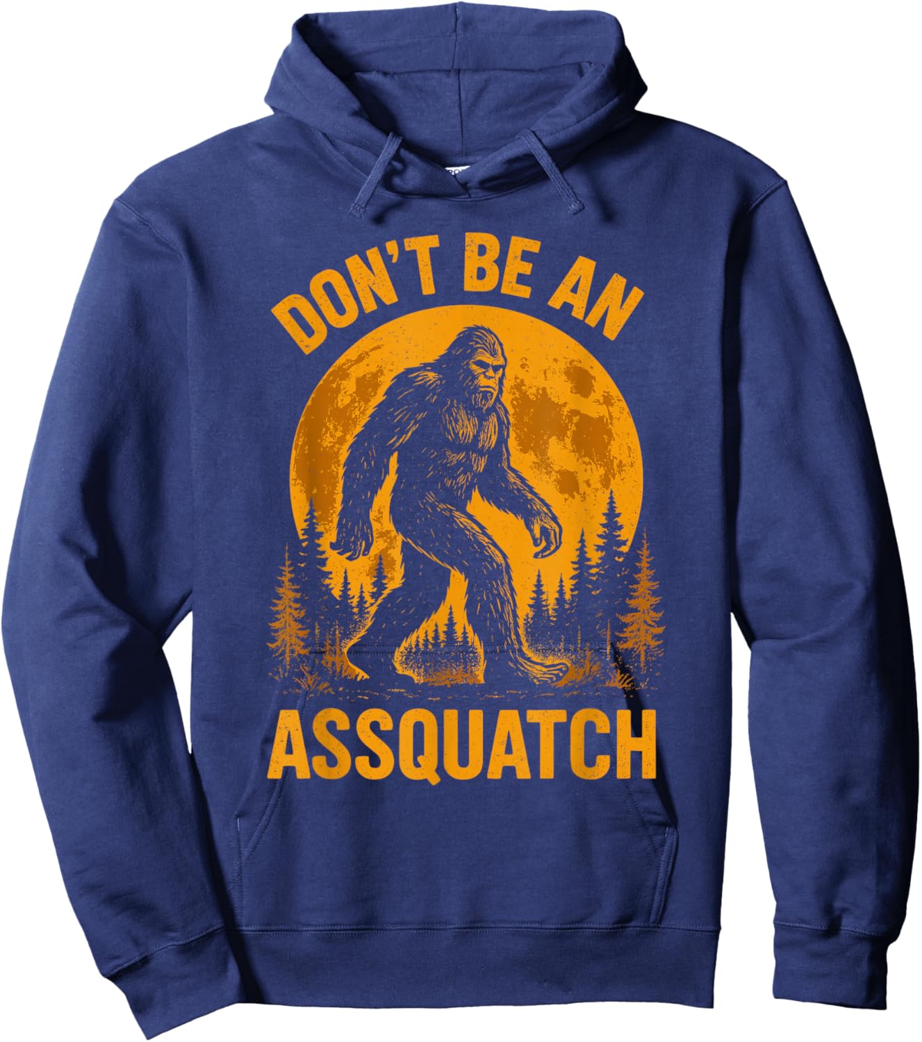 Don't Be an Assquatch, Moonlight Hiking Bigfoot Hoodie - Hoodie | Navy
