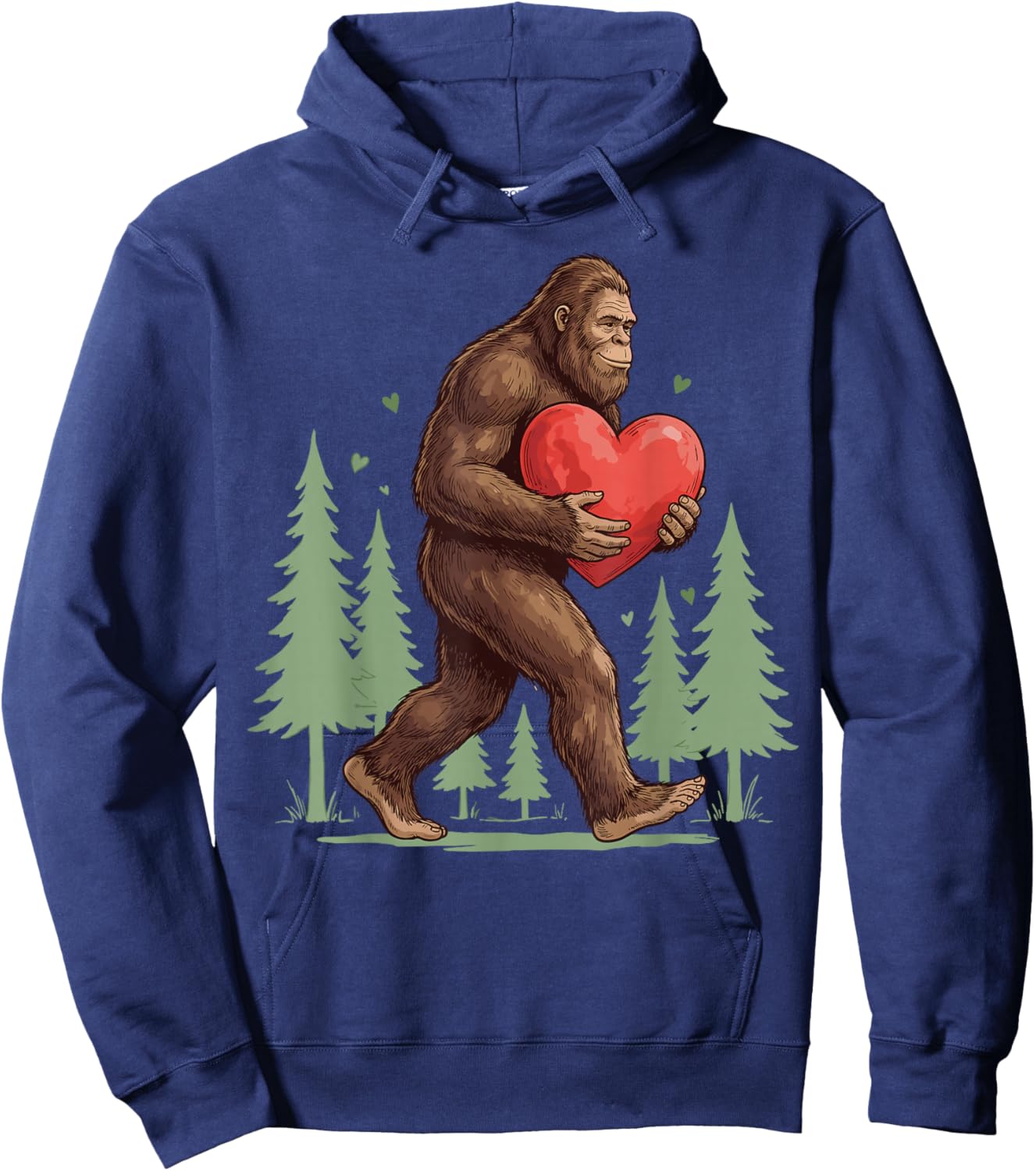 Funny Bigfoot Heart Love Valentines Day Boys Men Hoodie - Hoodie | Navy