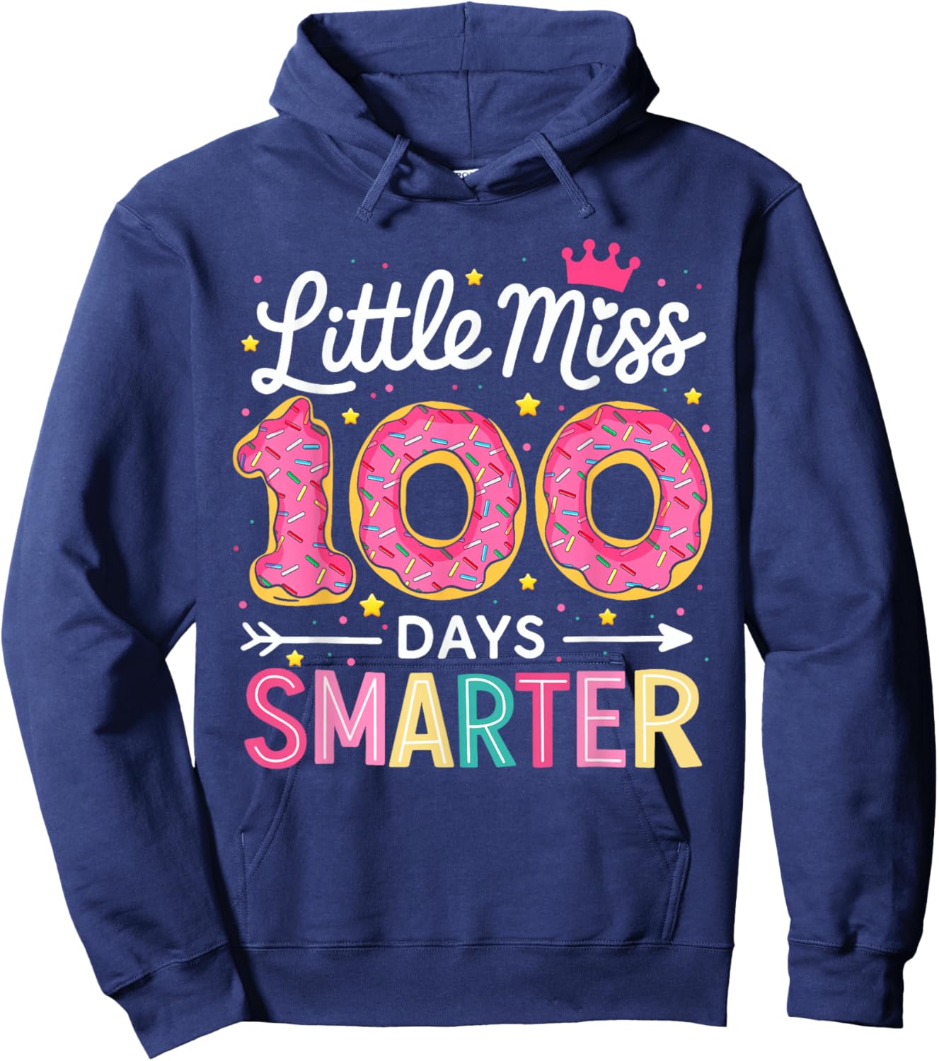 100 Days Smarter 100 Days of School Girls 100th Day Kids Hoodie - Hoodie | Navy