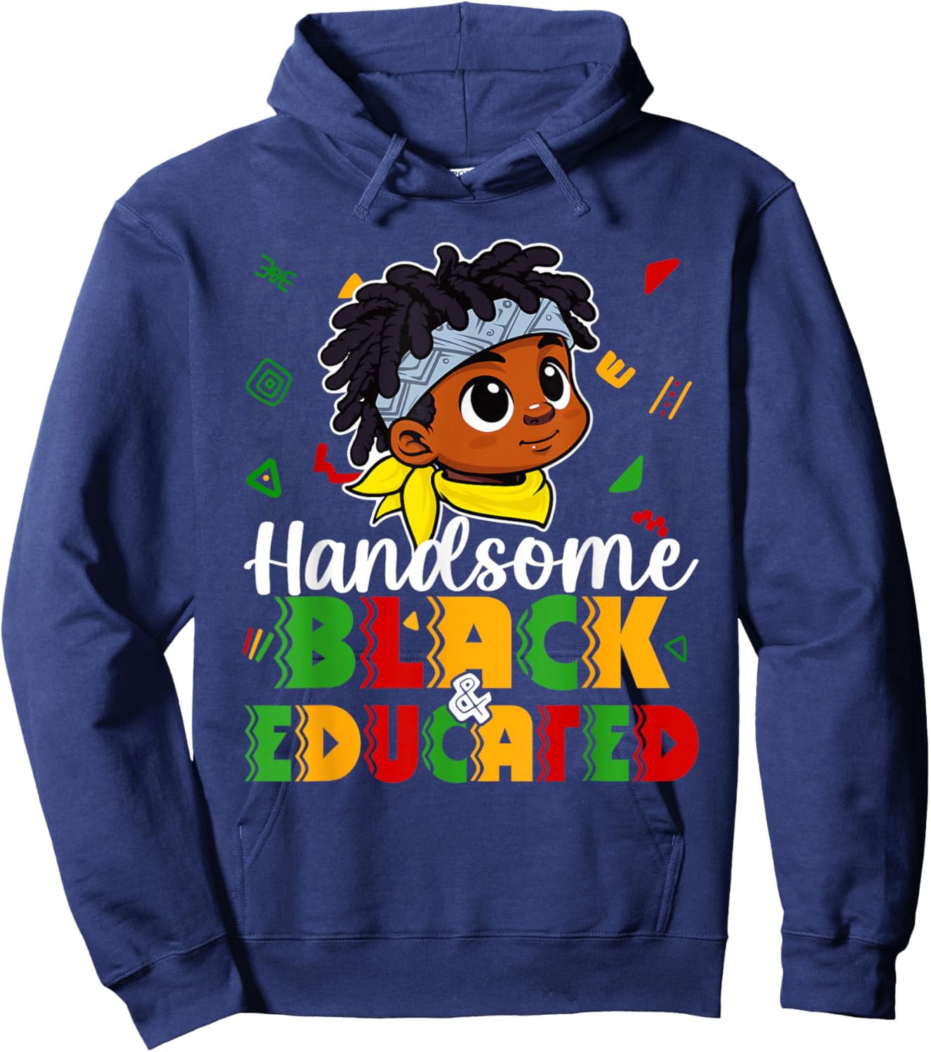 Handsome Black & Educated Black History Month Kids Boys Hoodie - Hoodie | Navy