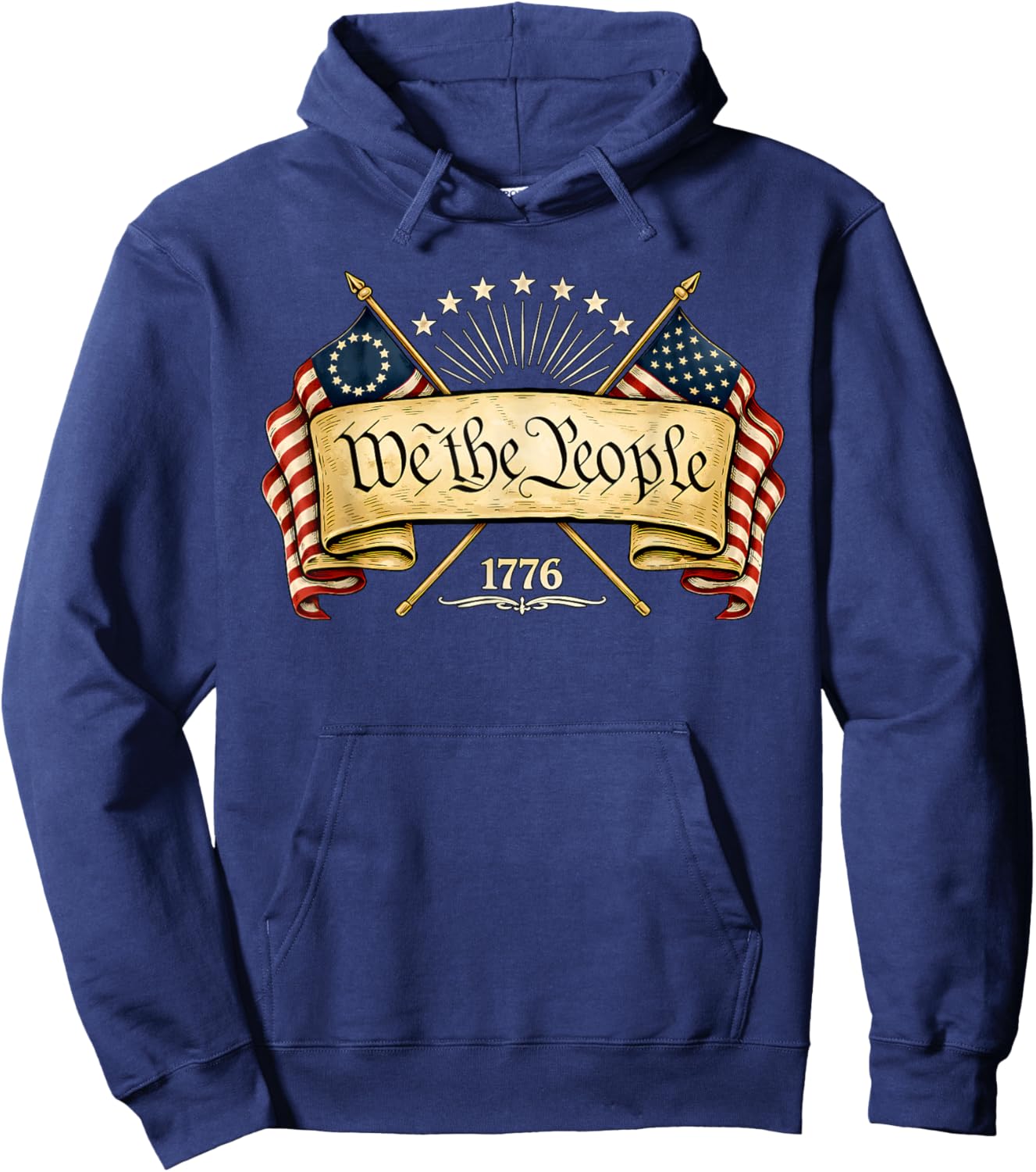 Patriotic Two Flags 1776 2026 We The People Hoodie - Hoodie | Navy