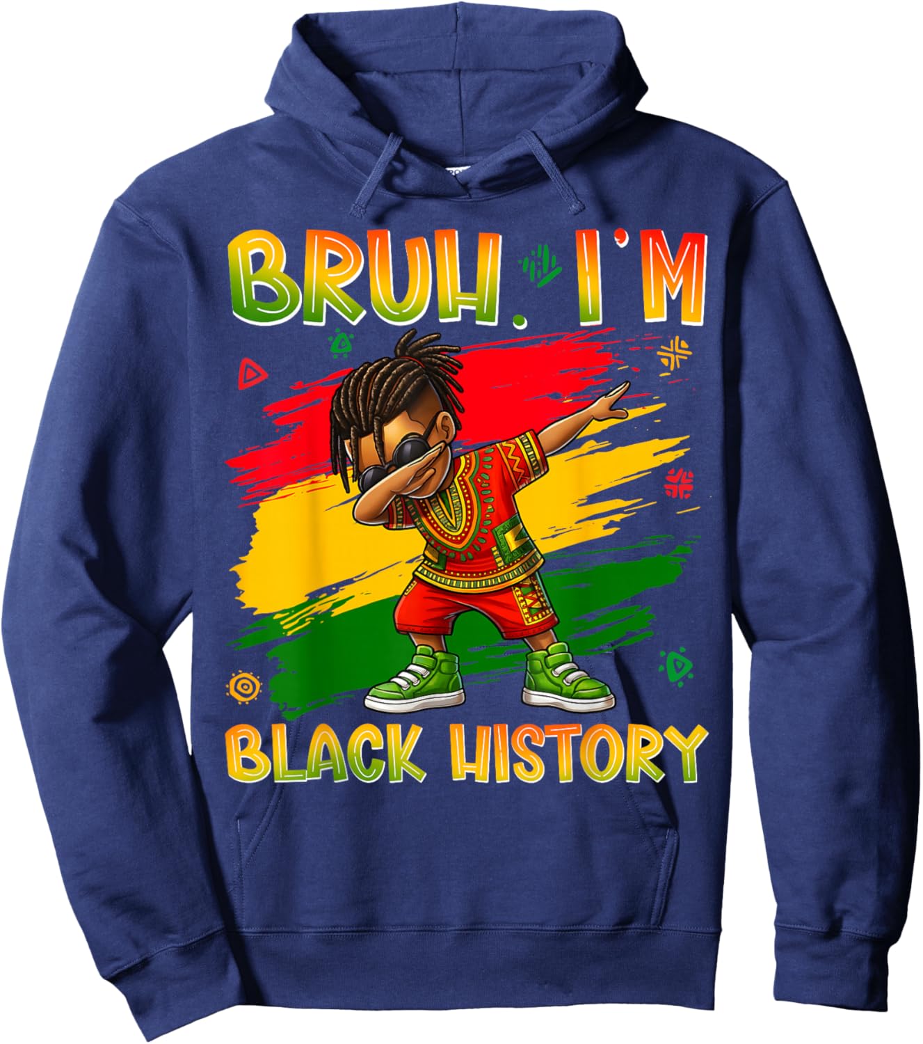 Black History Month I Am Black History Dabbing Afro Men Boy Hoodie - Hoodie | Navy
