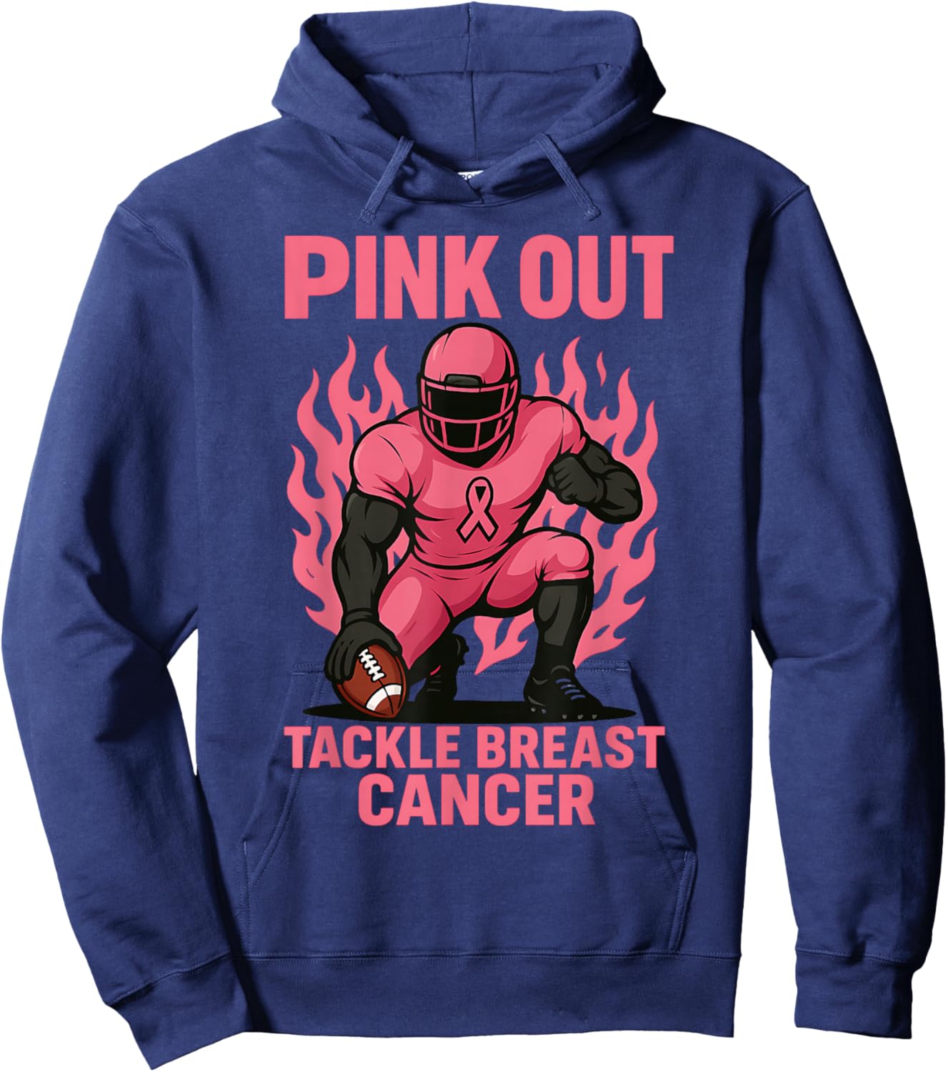 Pink Out Tackle Football Breast Cancer Awareness Hoodie - Hoodie | Navy