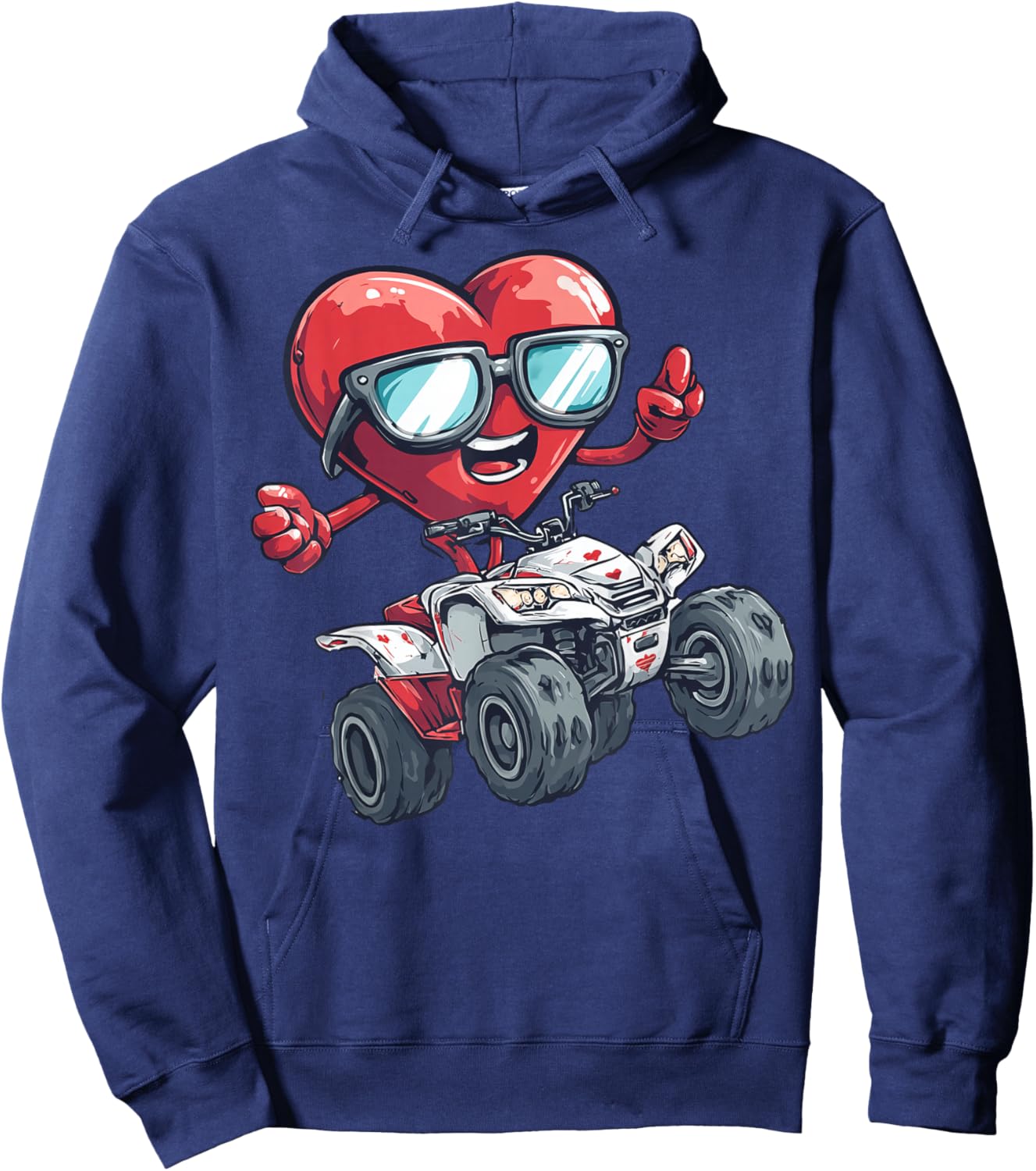 ATV Heart Quad 4 Wheeler Valentine's Day Sunglasses Hoodie - Hoodie | Navy