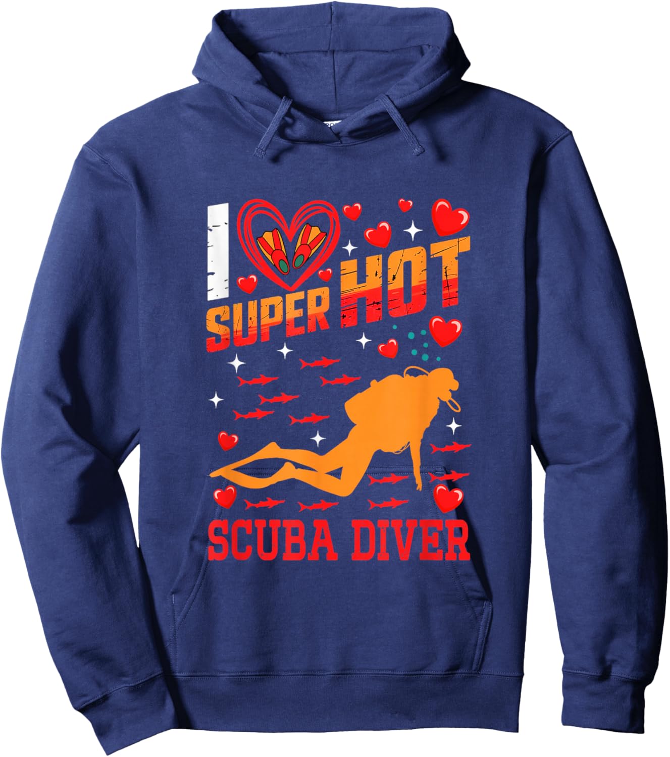 I Love Hot Scuba Diver Valentine's Day Couple Proud Job Hoodie - Hoodie | Navy