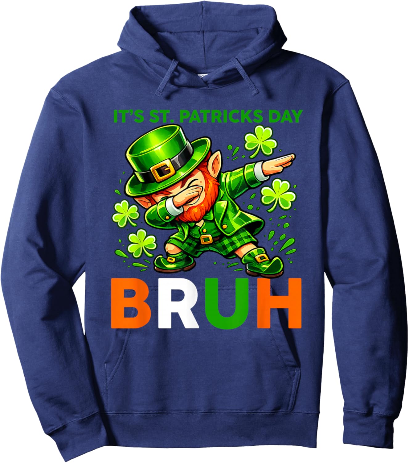 It's St Patricks Day Bruh Funny Leprechaun Dabbing Kids Boys Hoodie - Hoodie | Navy