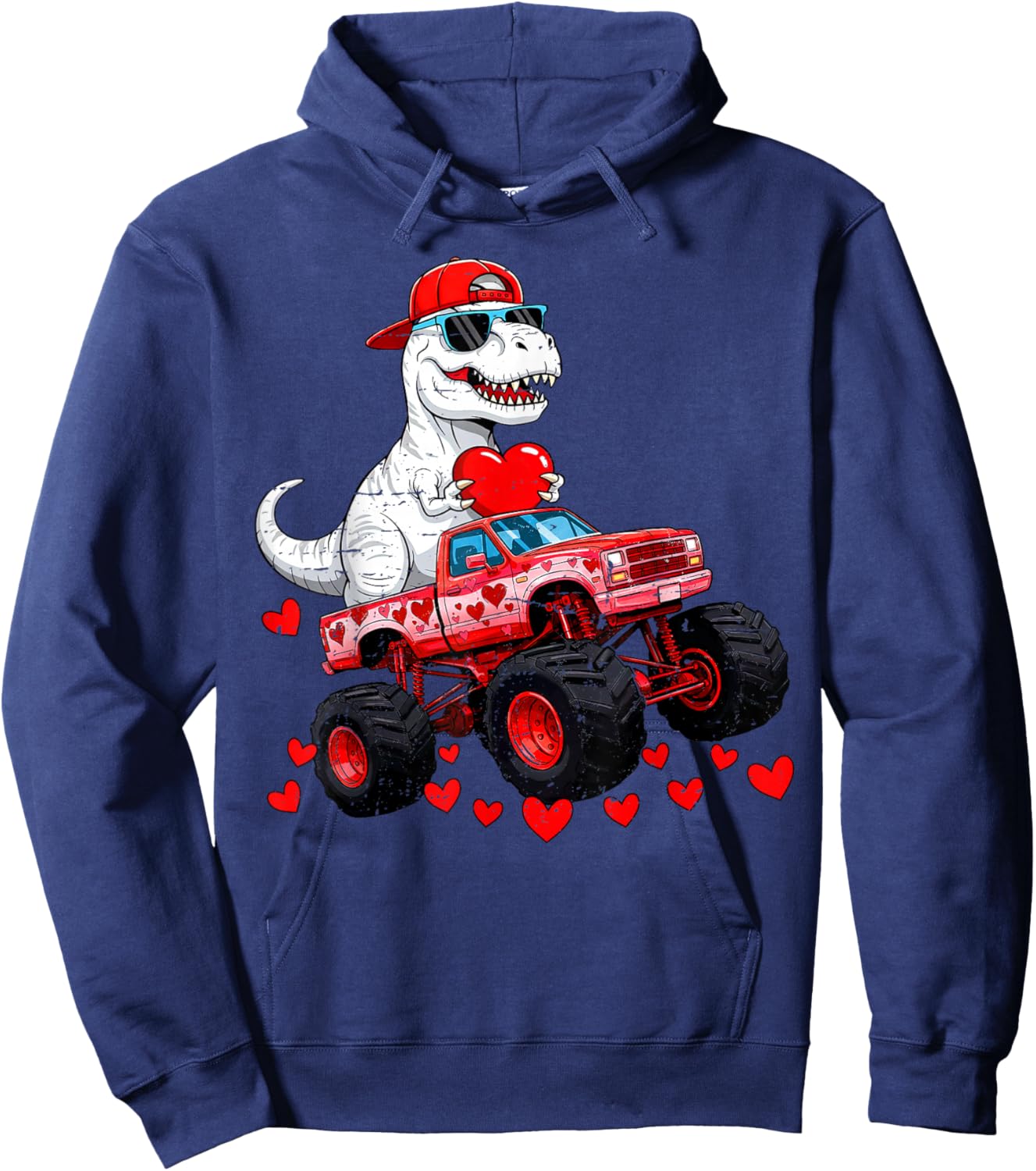 I Steal Hearts T Rex Dino Valentines Day Hoodie - Hoodie | Navy
