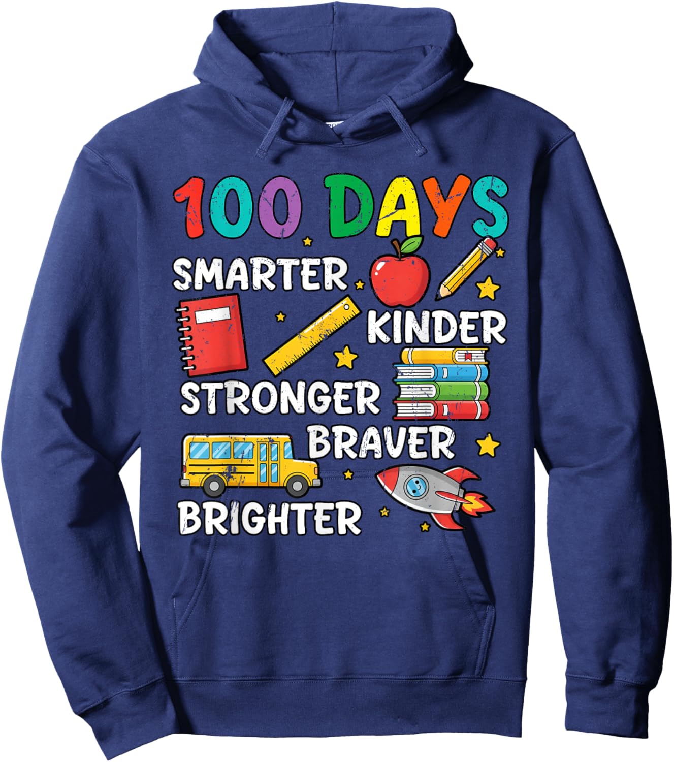 100 Days Smarter Kinder 100th Day of School Kids Women Men Hoodie - Hoodie | Navy