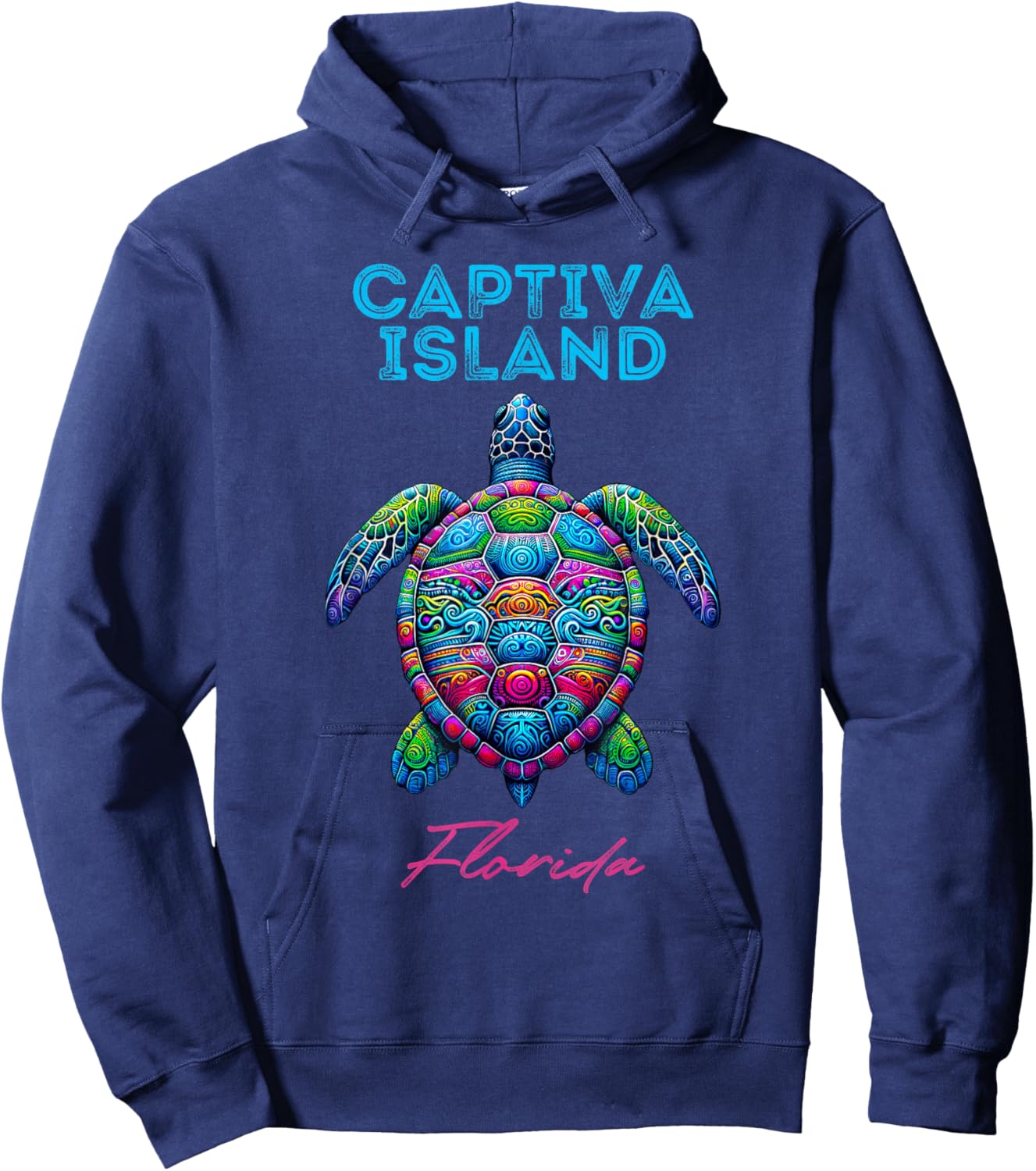 Captiva Island Florida Tribal Beach Sea Turtle Hoodie - Hoodie | Navy